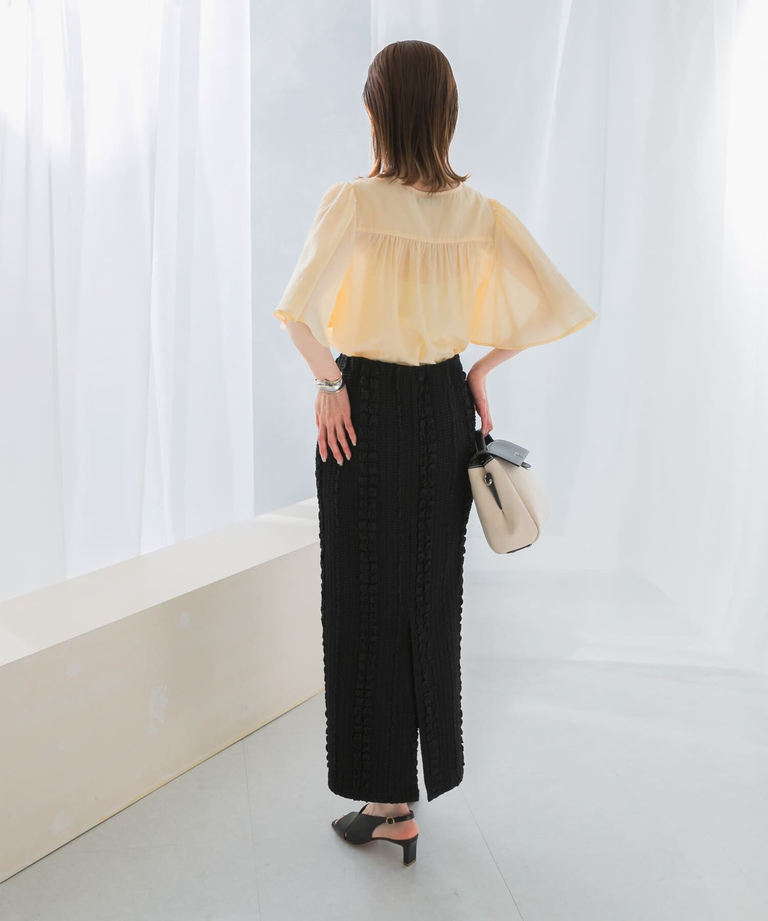 URBAN RESEARCH ROSSO「ウォッシャブルギャザースリーブブラウス」|シャツ・ブラウス|