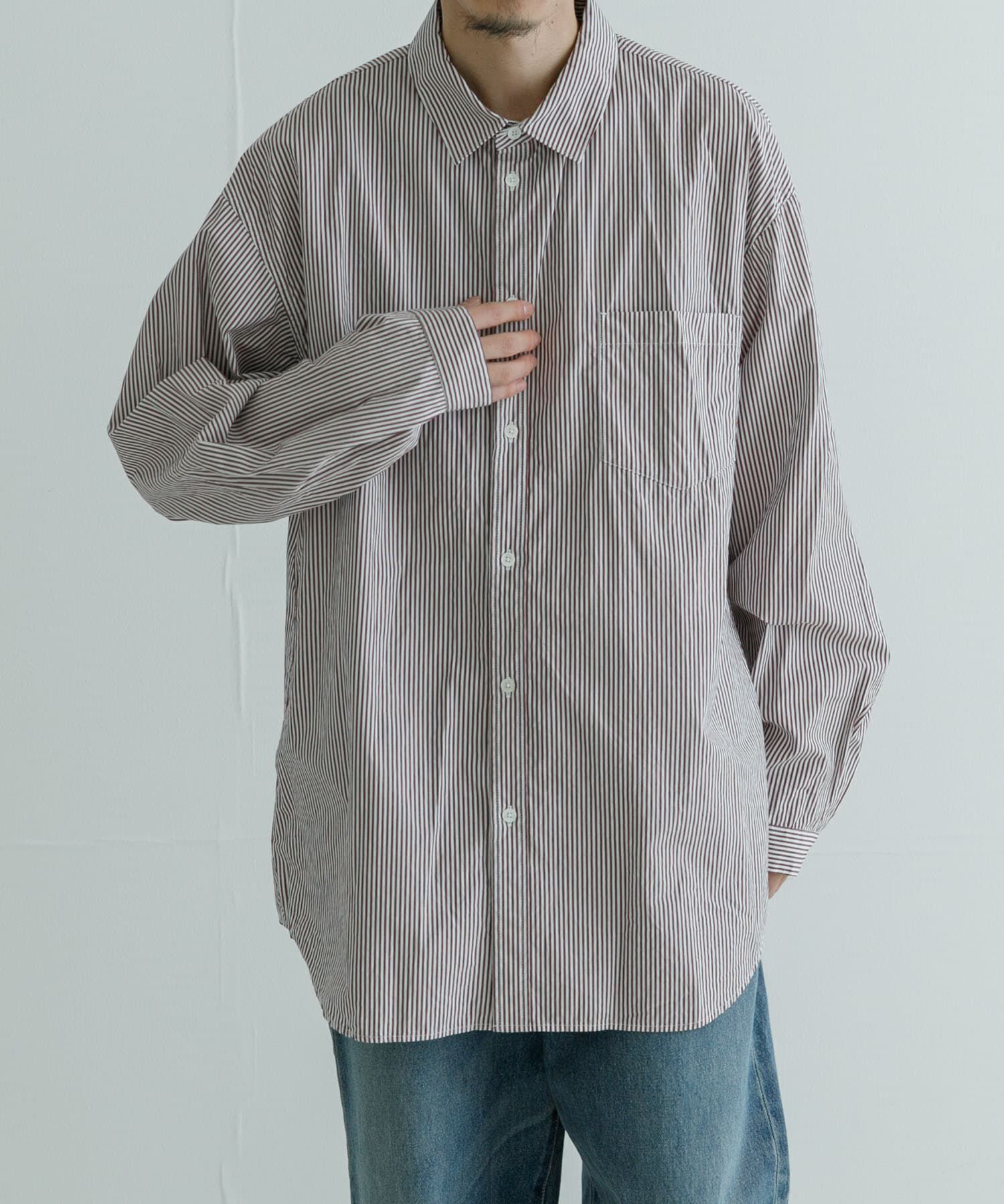 URBAN RESEARCH「ATON　GIZA STRIPE WASHED SHIRTS」|シャツ・ブラウス|