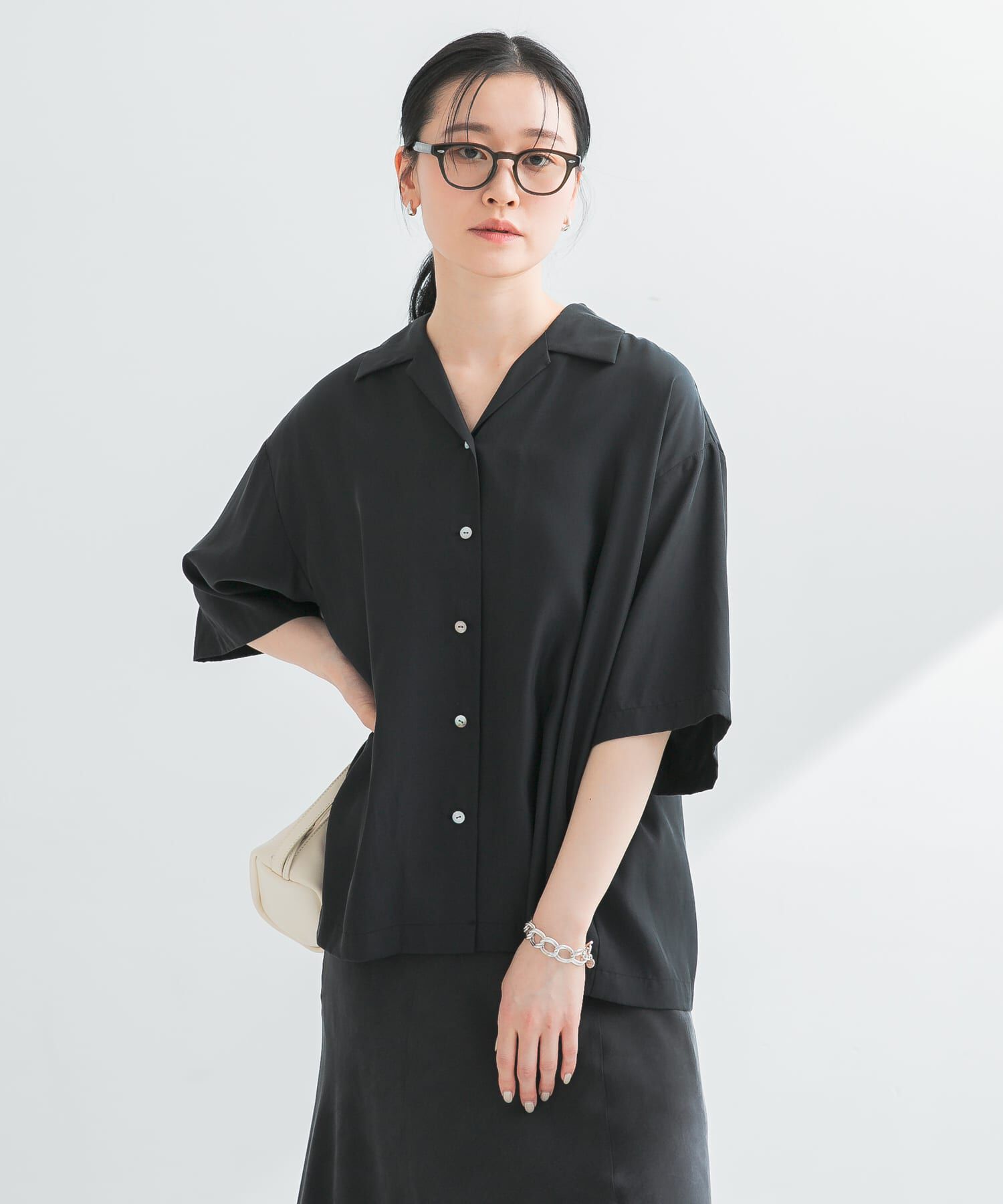 URBAN RESEARCH「『接触冷感』キュプラオープンカラーシャツ」|シャツ・ブラウス|