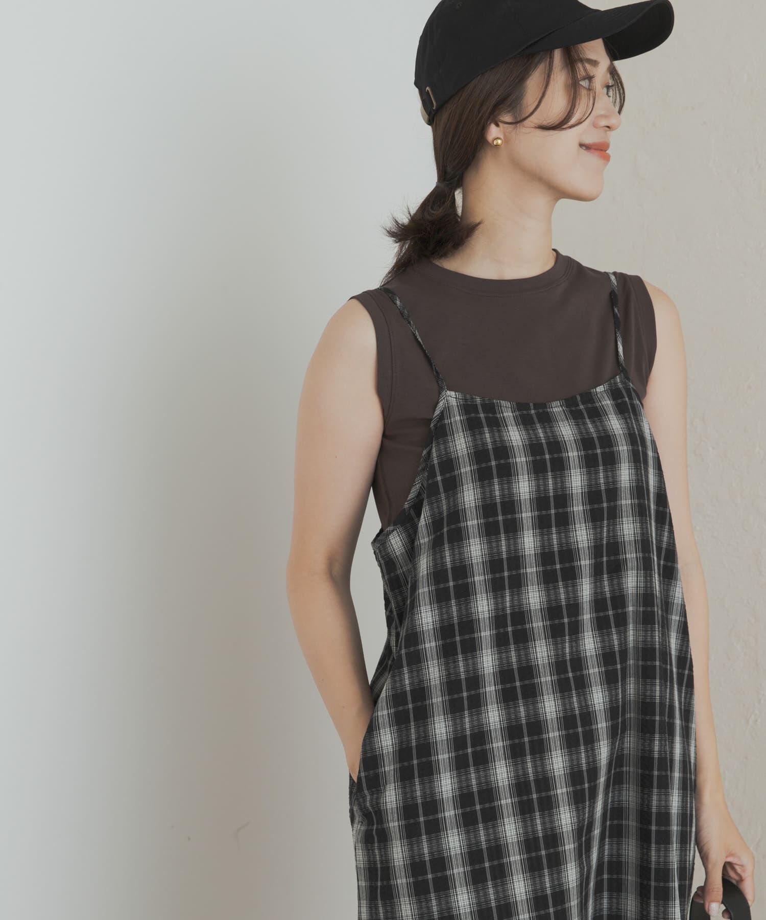 URBAN RESEARCH DOORS「チェックキャミワンピース」|ワンピース|