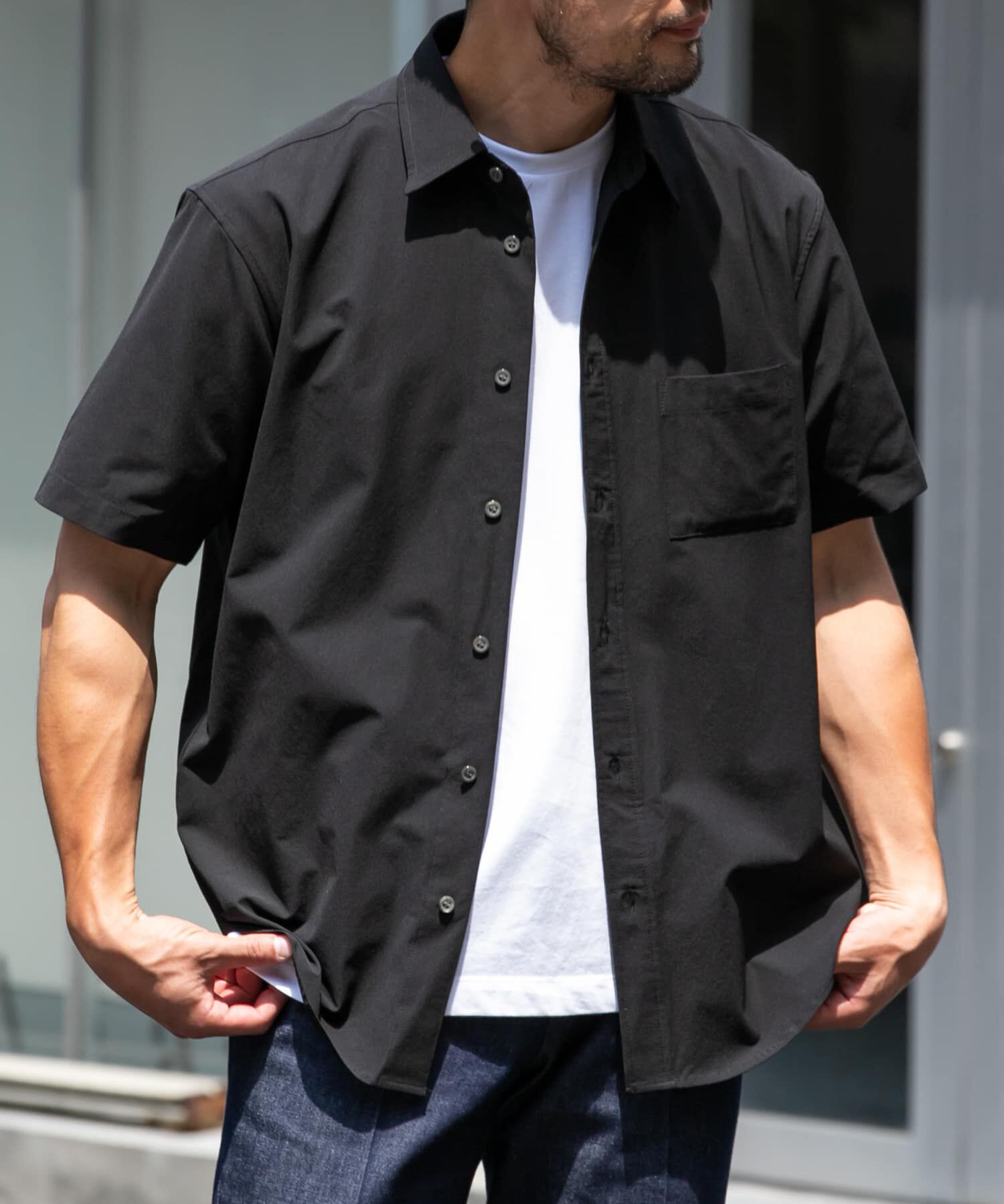 URBAN RESEARCH ROSSO「『XLサイズあり』マイクロサッカーレギュラーカラー半袖シャツ」|シャツ・ブラウス|