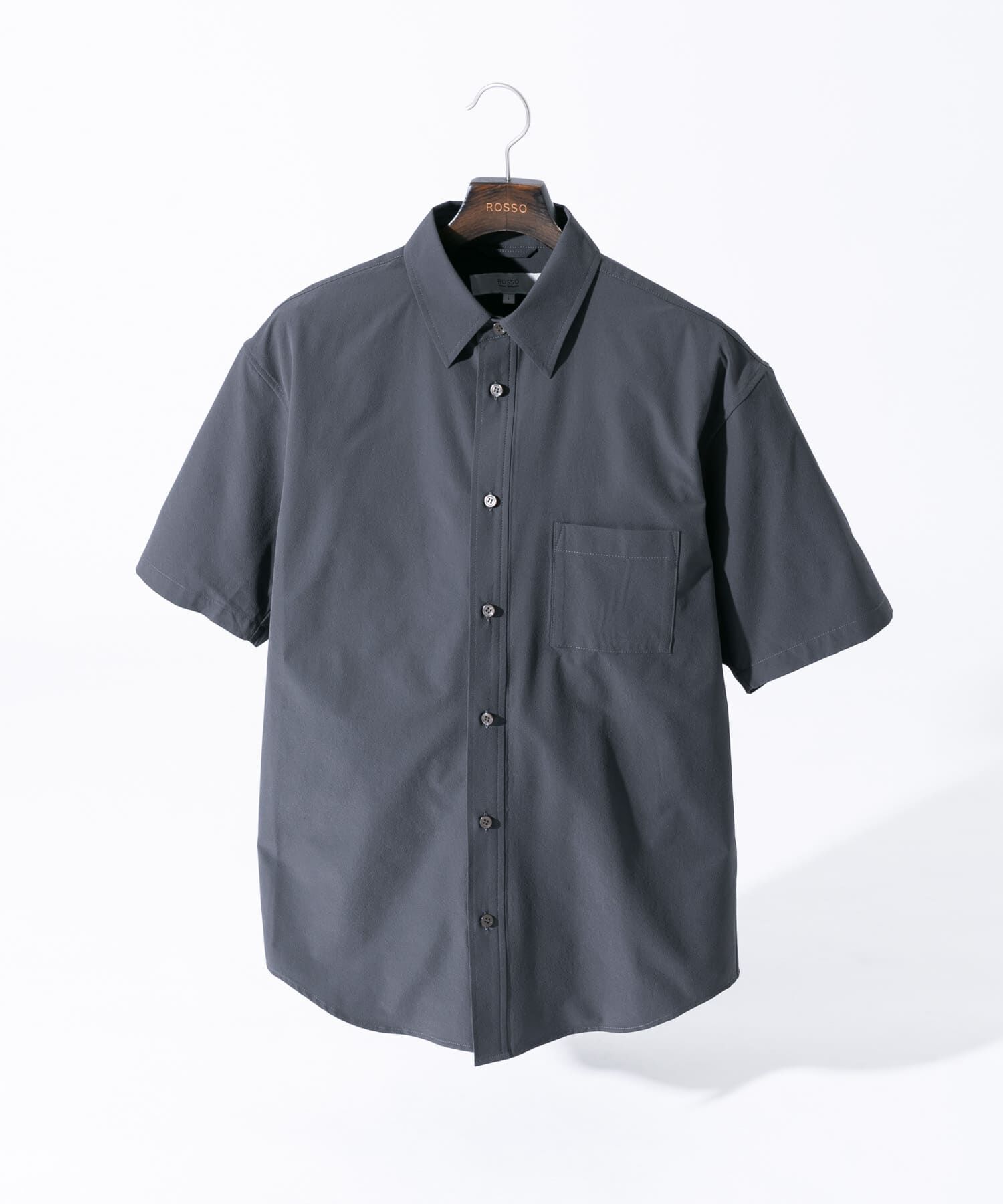 URBAN RESEARCH ROSSO「『XLサイズあり』マイクロサッカーレギュラーカラー半袖シャツ」|シャツ・ブラウス|チャコールグレー