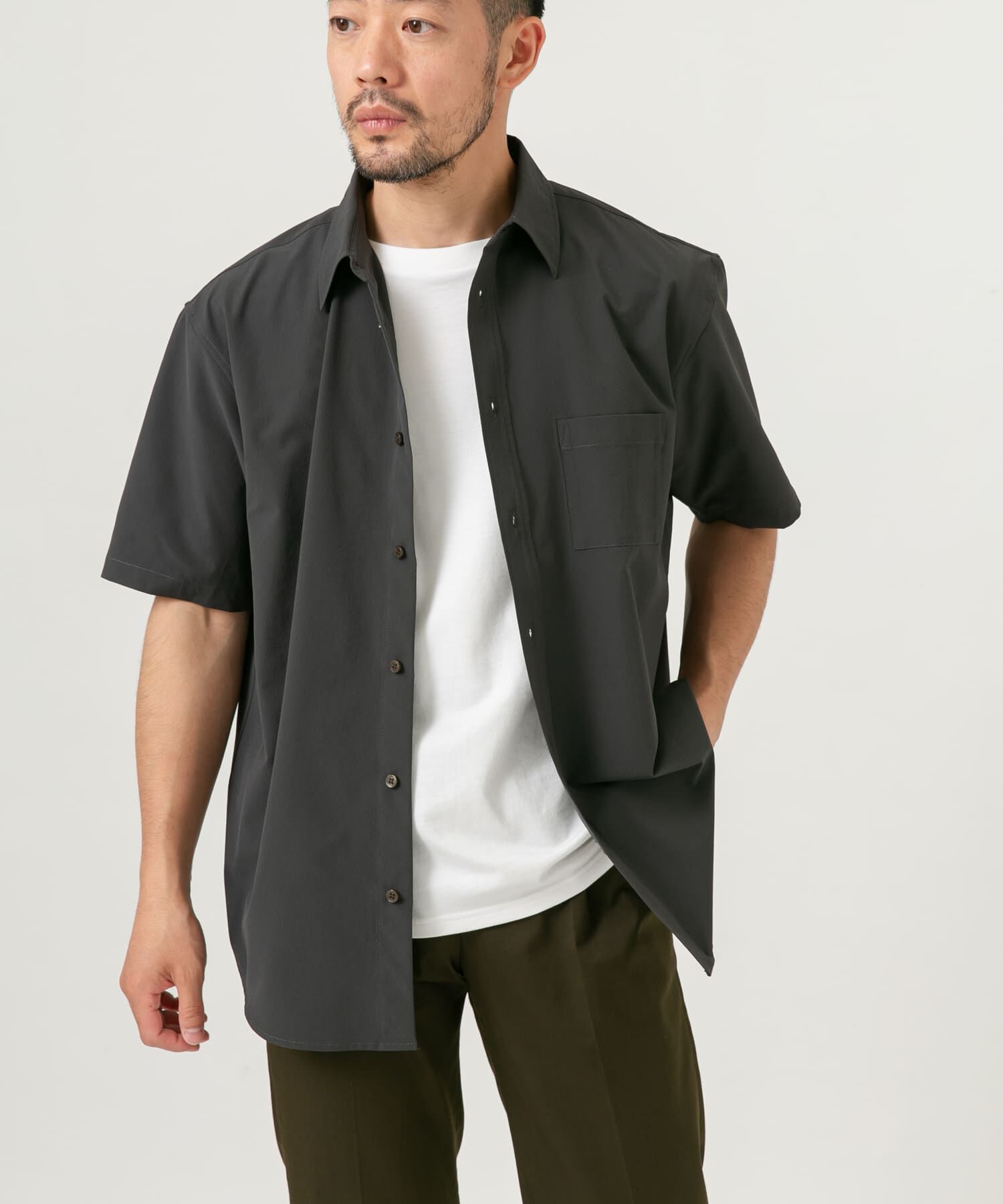 URBAN RESEARCH ROSSO「『XLサイズあり』マイクロサッカーレギュラーカラー半袖シャツ」|シャツ・ブラウス|