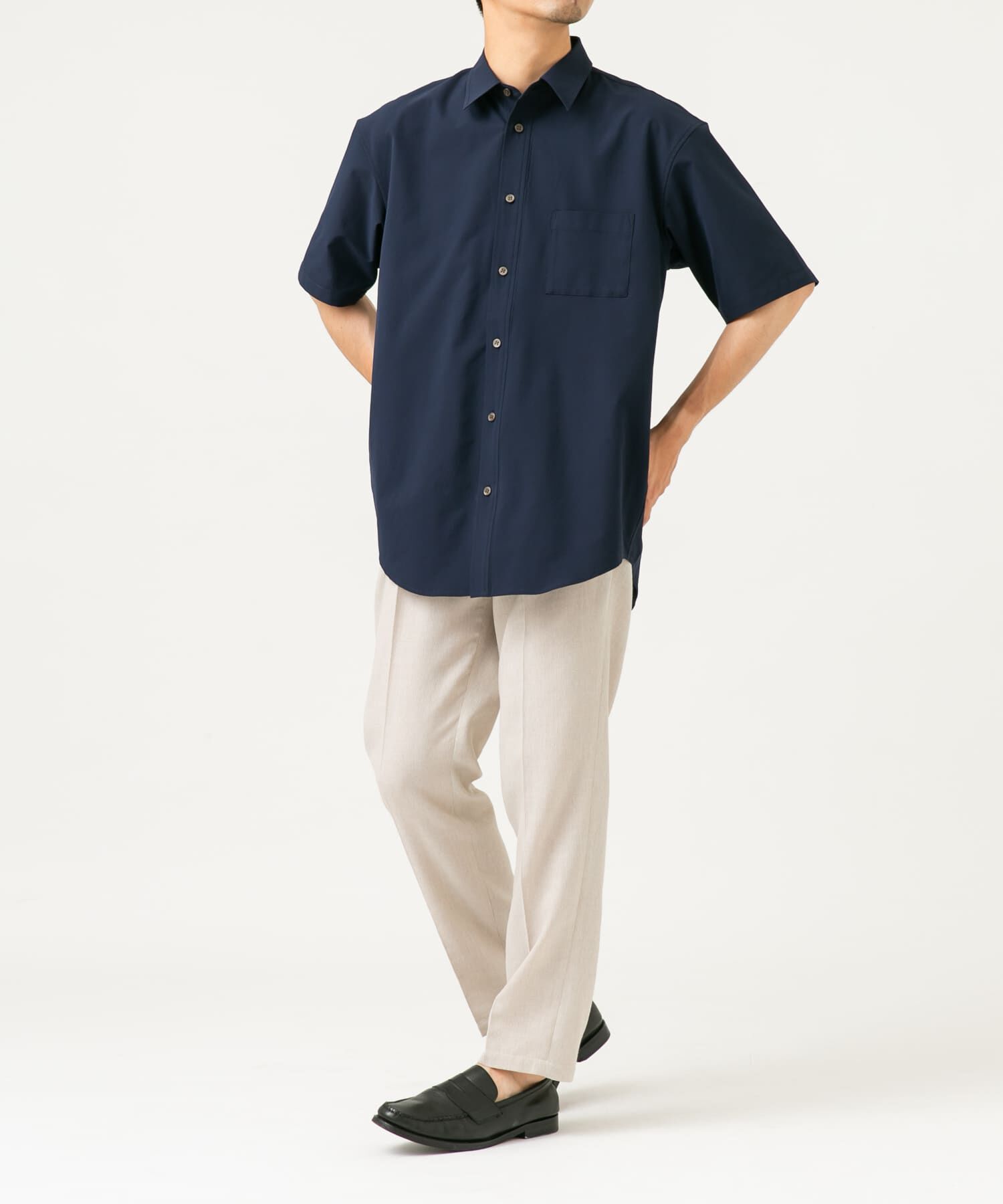 URBAN RESEARCH ROSSO「『XLサイズあり』マイクロサッカーレギュラーカラー半袖シャツ」|シャツ・ブラウス|