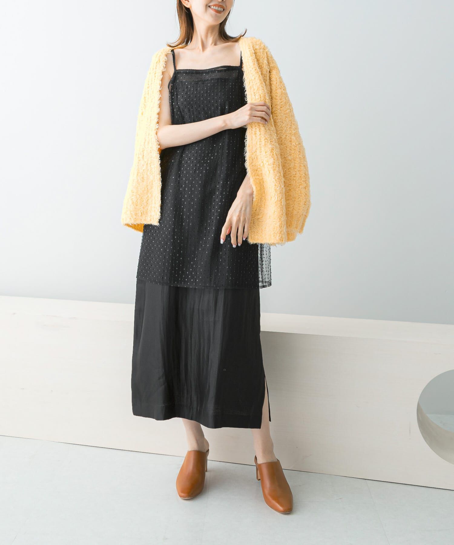 URBAN RESEARCH ROSSO「シアー&times;ラインストーンレイヤードワンピース」|ワンピース|ブラック