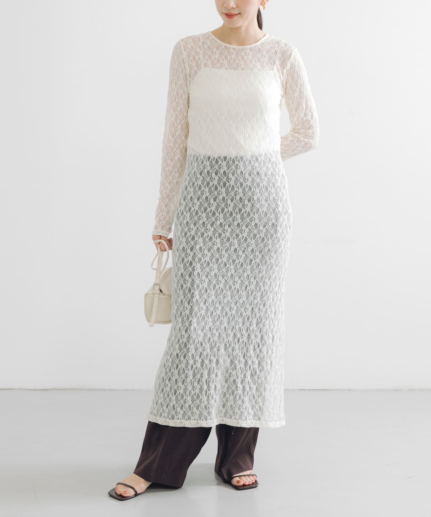 URBAN RESEARCH「ストレッチレースカットワンピース」|ワンピース|オフホワイト