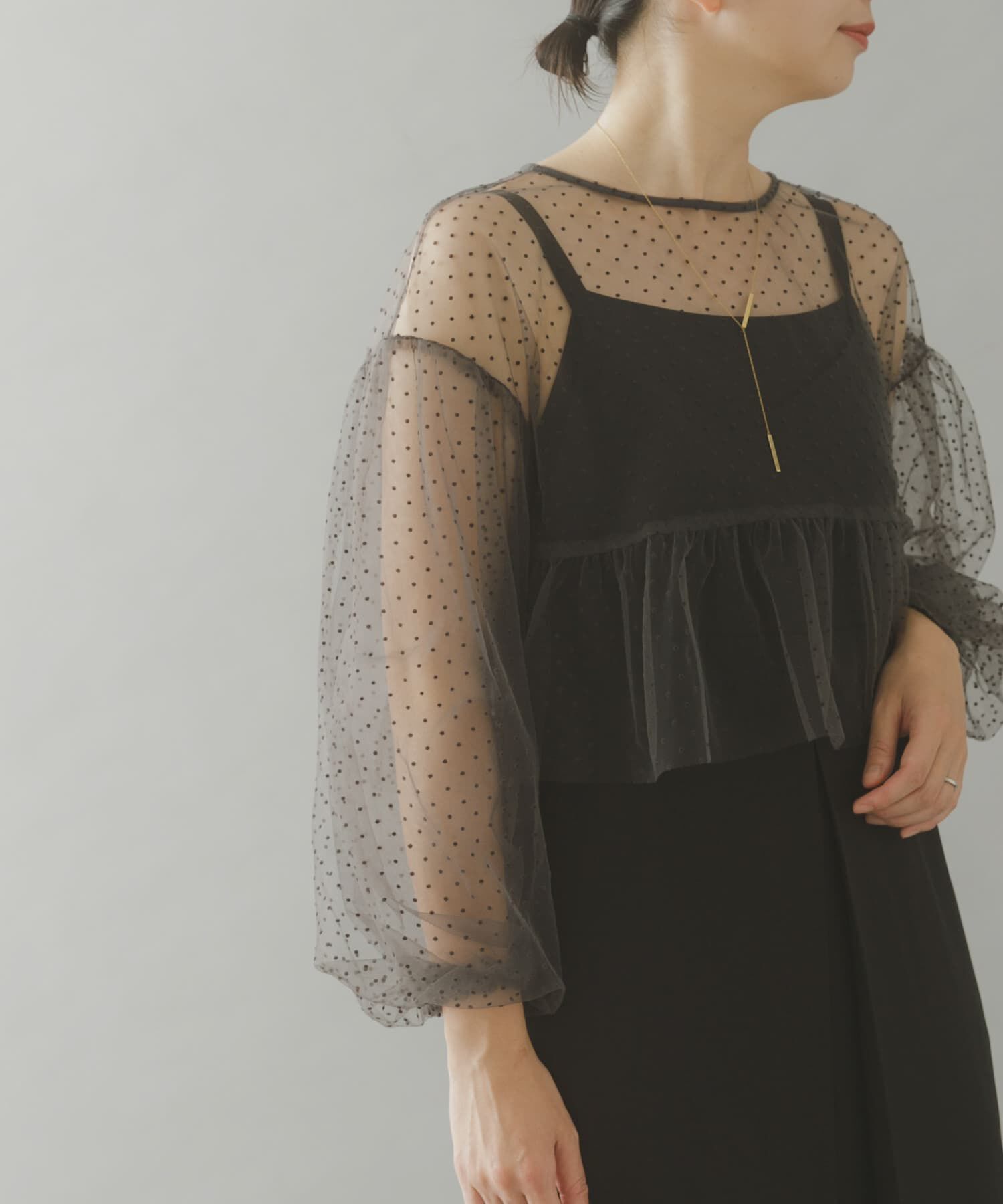 URBAN RESEARCH ROSSO「ドットチュールブラウスSETドレス」|ワンピース|