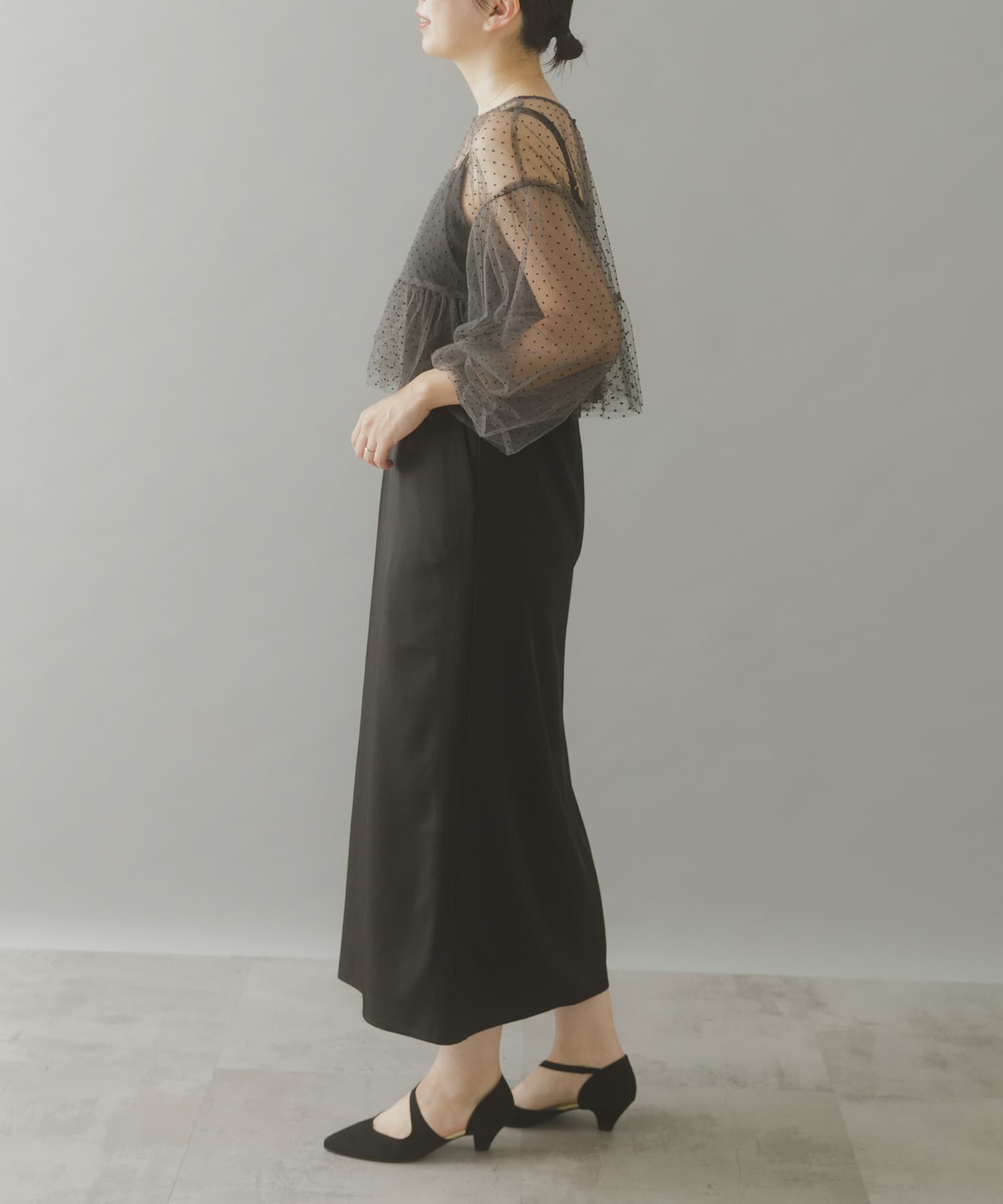 URBAN RESEARCH ROSSO「ドットチュールブラウスSETドレス」|ワンピース|