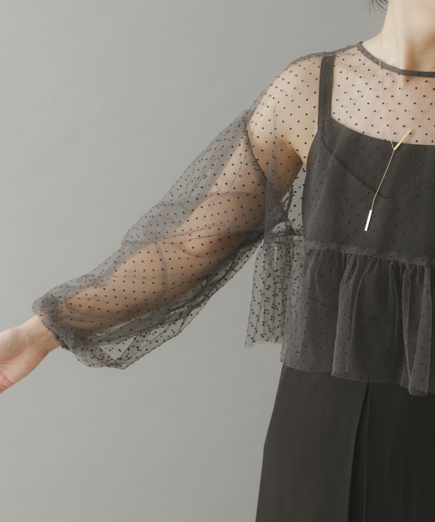 URBAN RESEARCH ROSSO「ドットチュールブラウスSETドレス」|ワンピース|