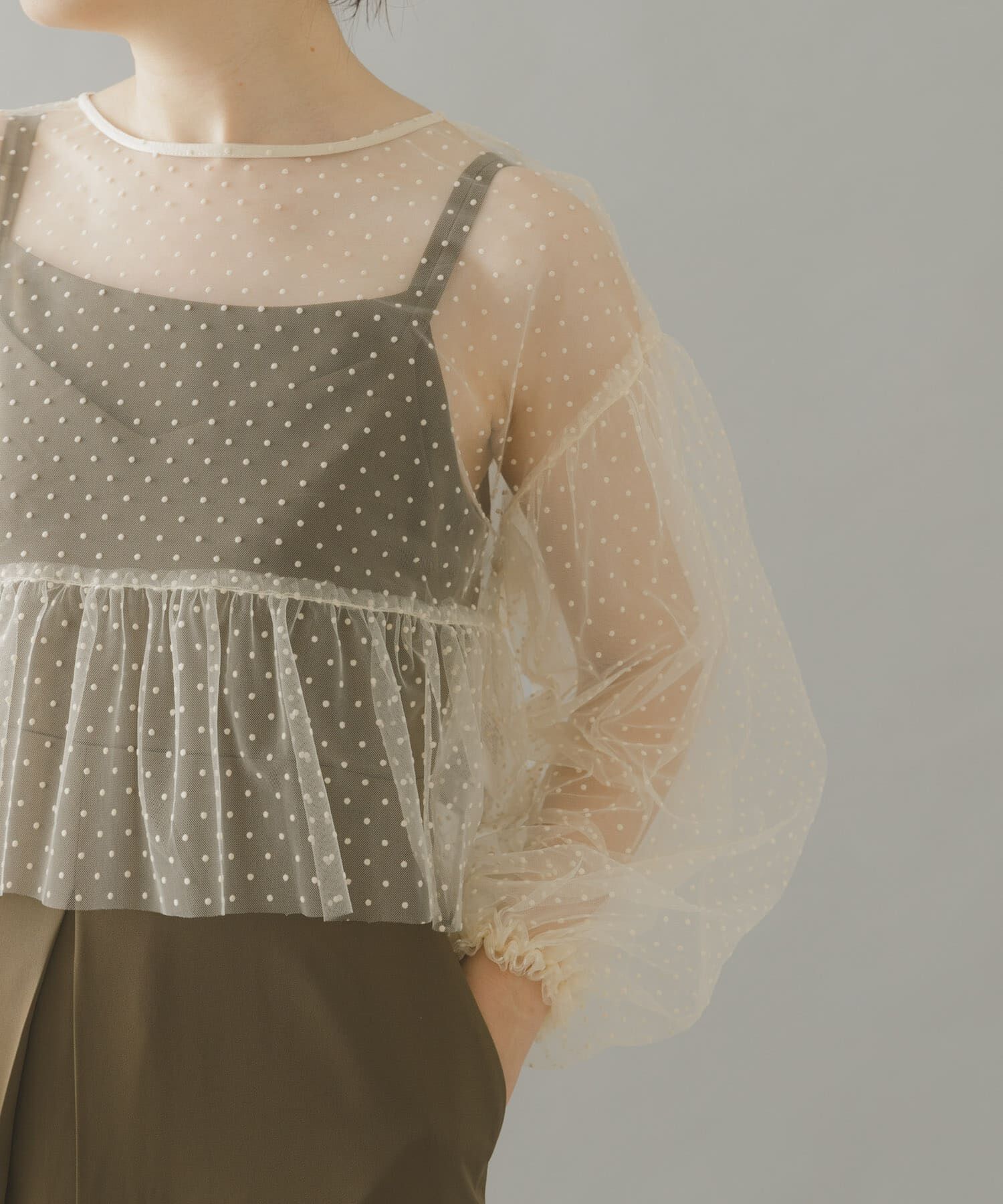 URBAN RESEARCH ROSSO「ドットチュールブラウスSETドレス」|ワンピース|