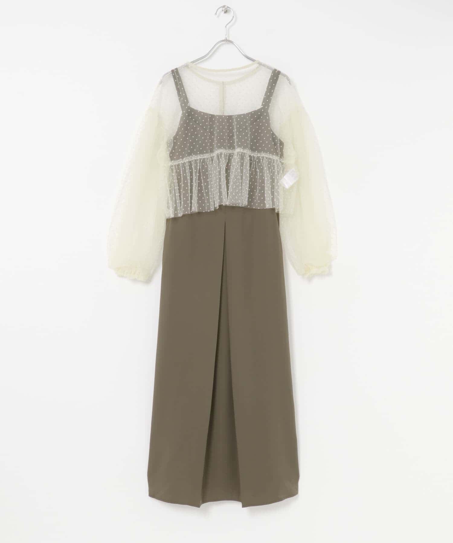 URBAN RESEARCH ROSSO「ドットチュールブラウスSETドレス」|ワンピース|