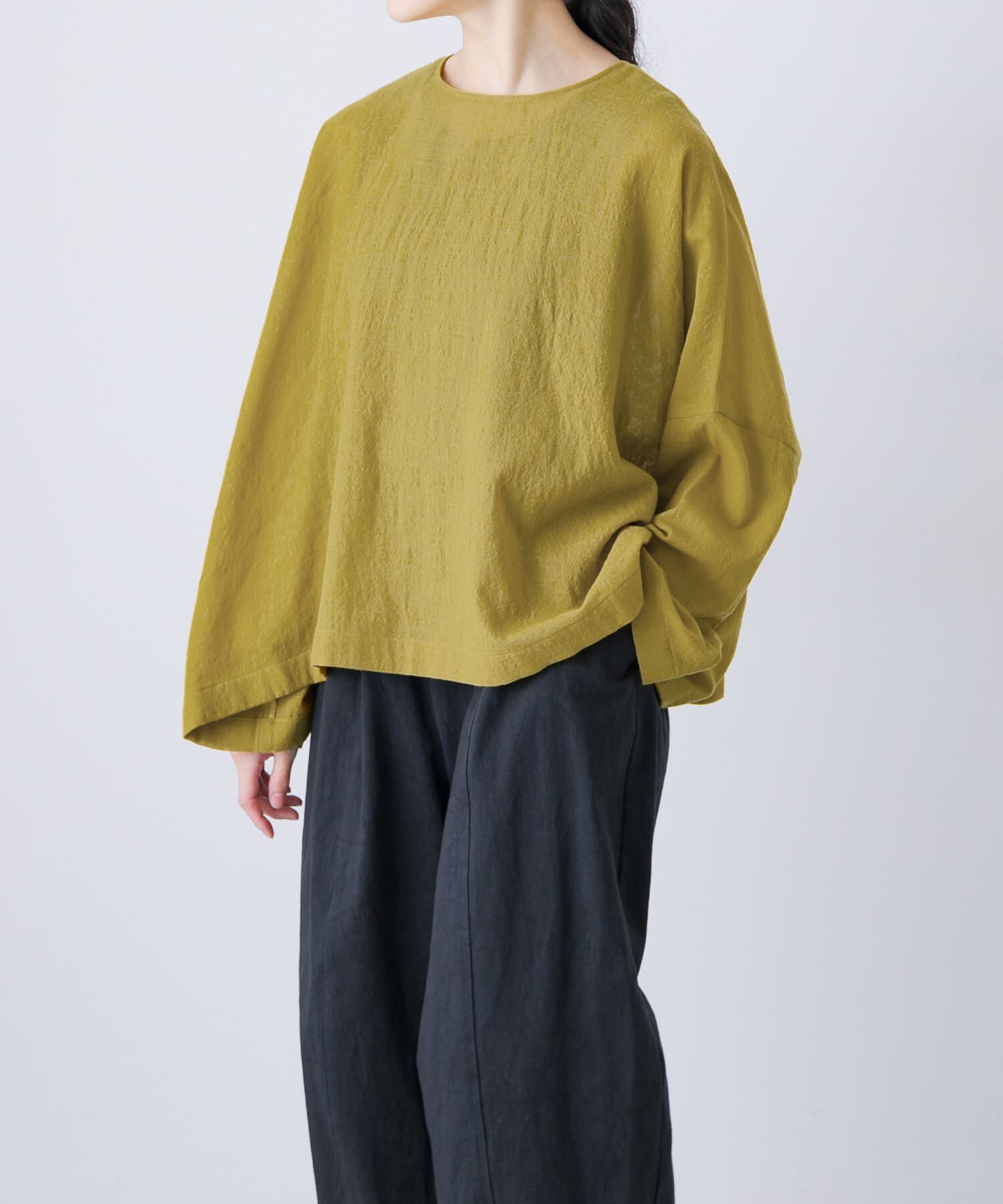 かぐれ「ウールガーゼワイドプルオーバー」|シャツ・ブラウス|イエロー