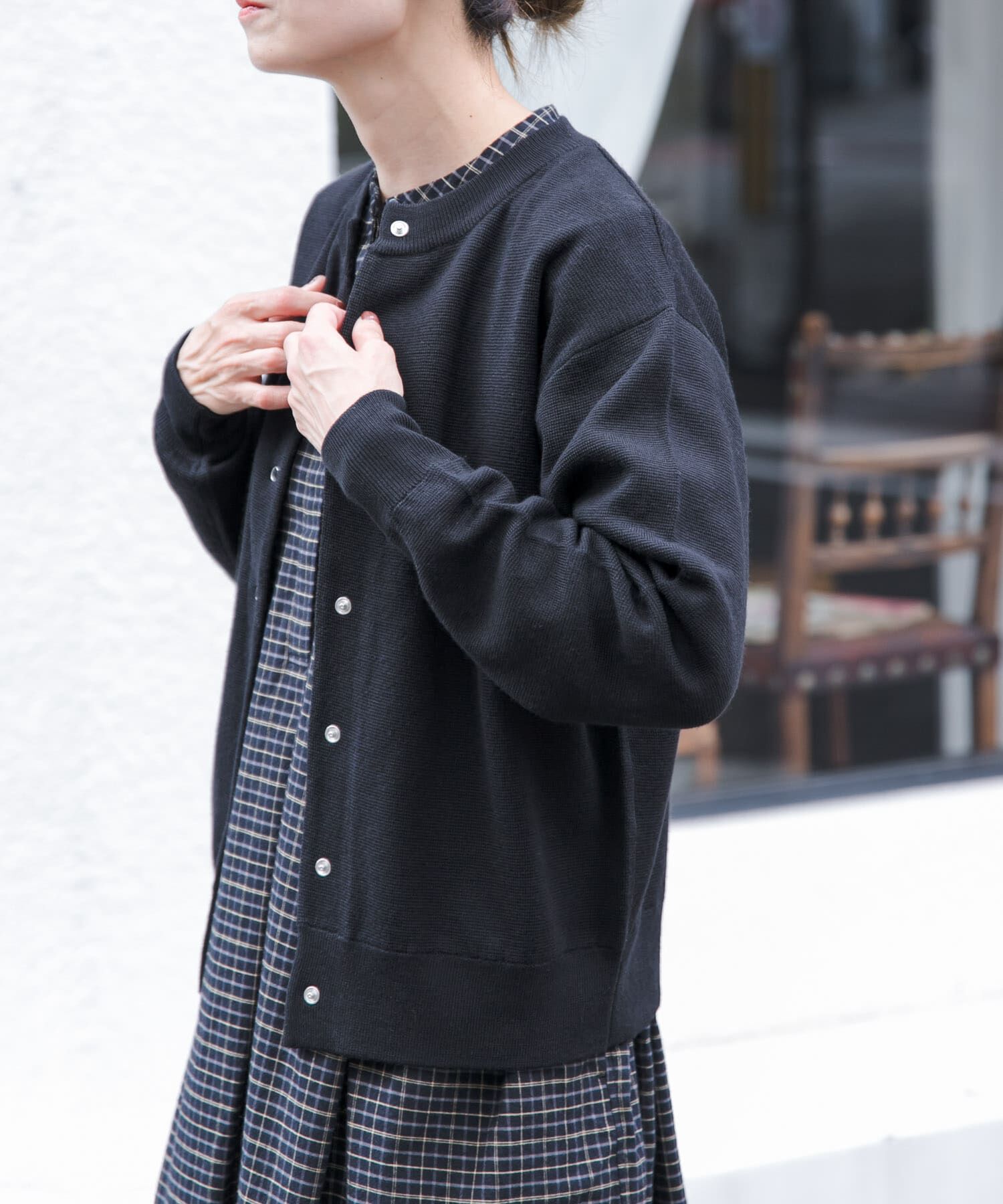 URBAN RESEARCH DOORS「FORK&SPOON　ミラノリブクルーネックカーディガン」|カーディガン|