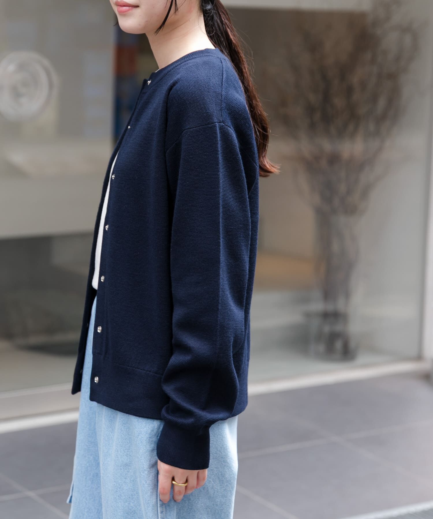 URBAN RESEARCH DOORS「FORK&SPOON　ミラノリブクルーネックカーディガン」|カーディガン|