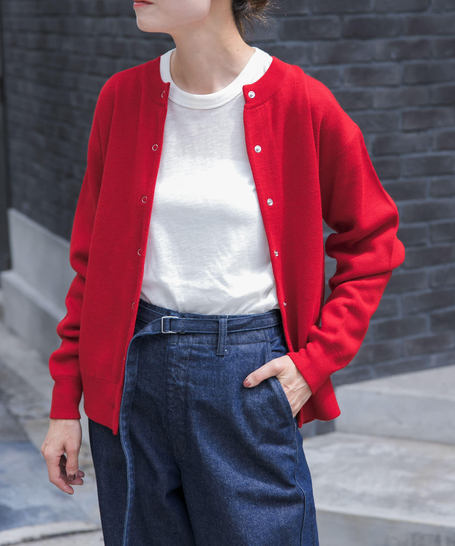 URBAN RESEARCH DOORS「FORK&SPOON　ミラノリブクルーネックカーディガン」|カーディガン|