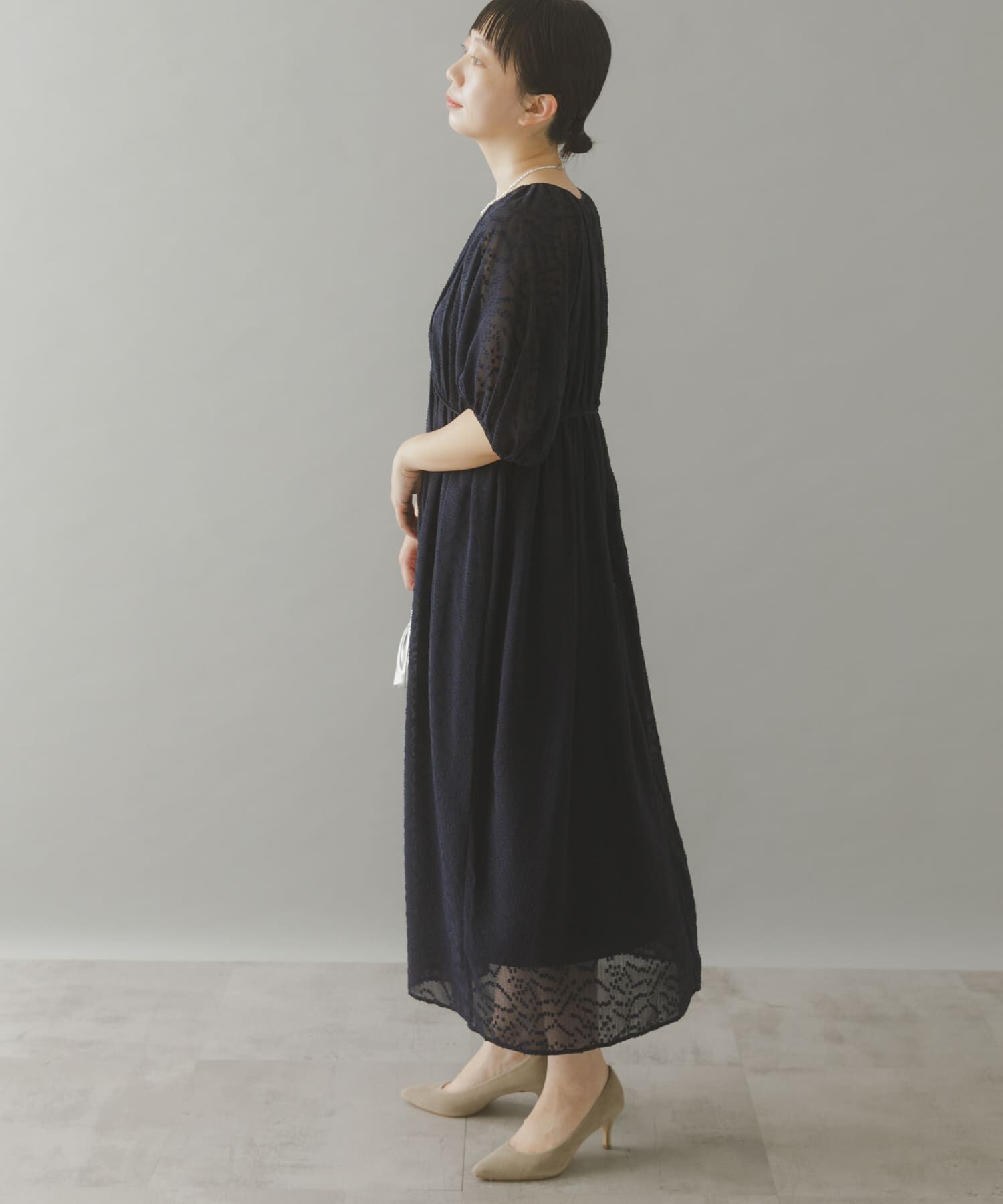 URBAN RESEARCH ROSSO「ジャガードギャザーパフドレス」|ワンピース|