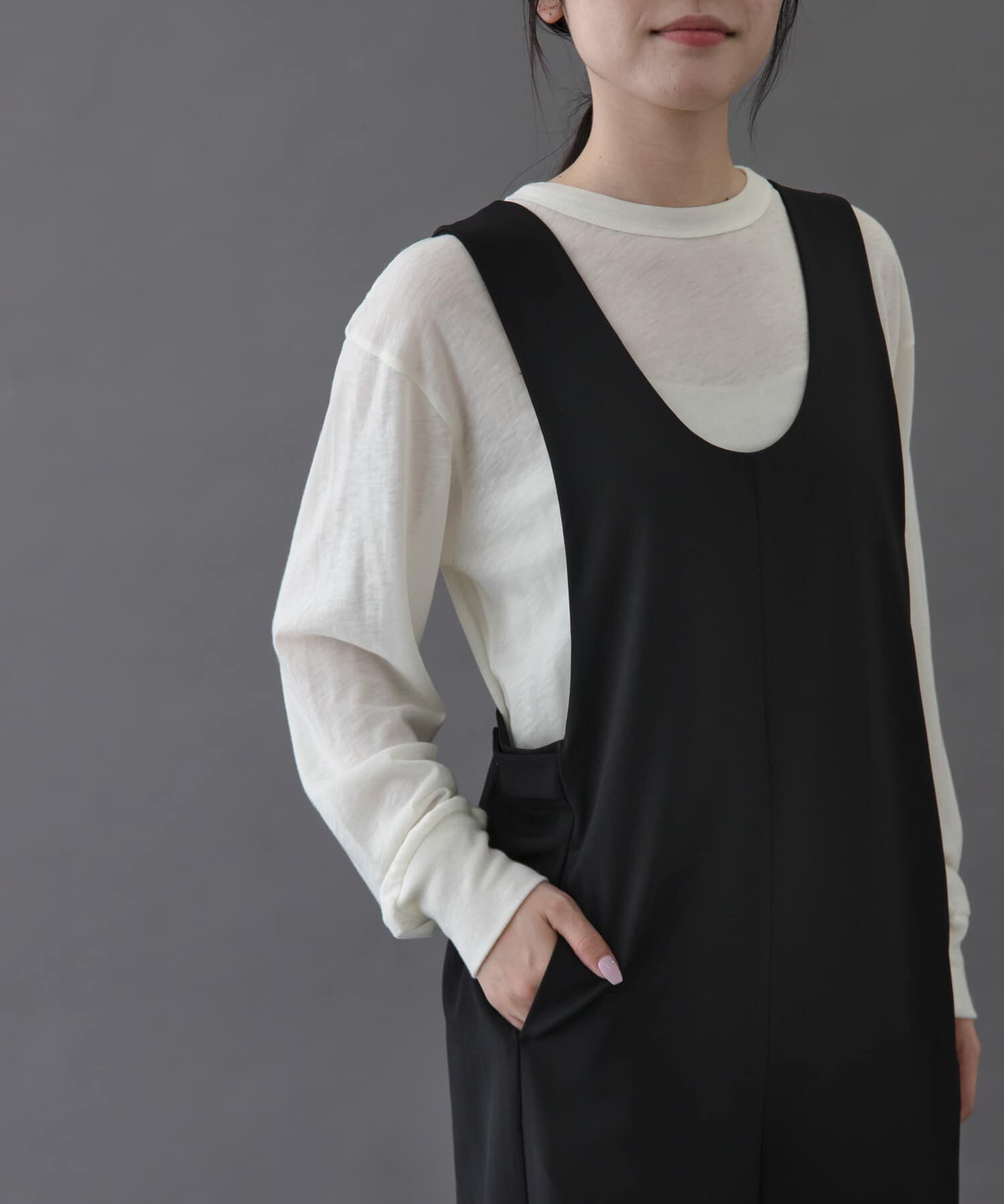 URBAN RESEARCH DOORS「FORK&SPOON　Uネックプラケットオーバーオール」|ワンピース|