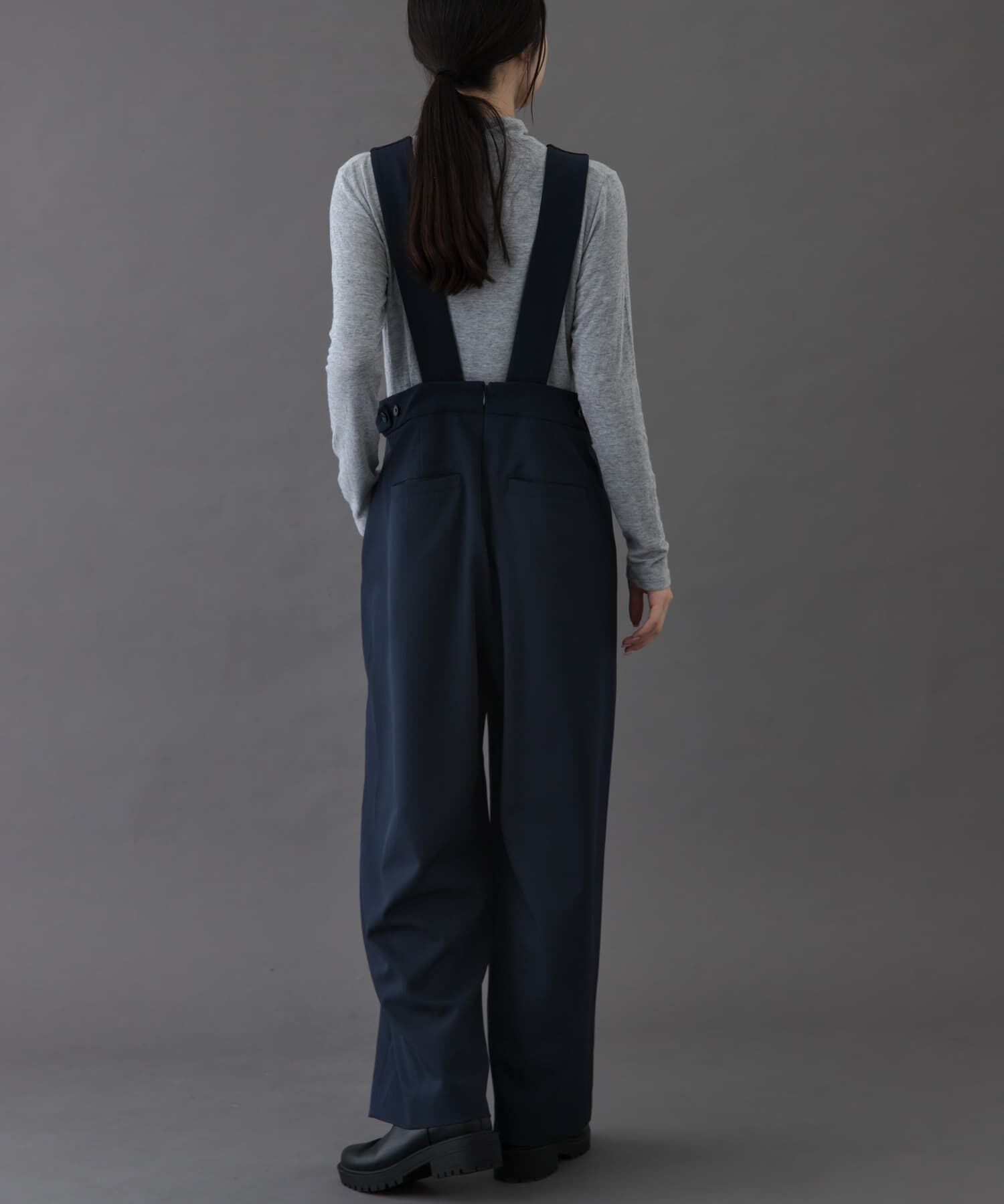 URBAN RESEARCH DOORS「FORK&SPOON　Uネックプラケットオーバーオール」|ワンピース|ネイビー