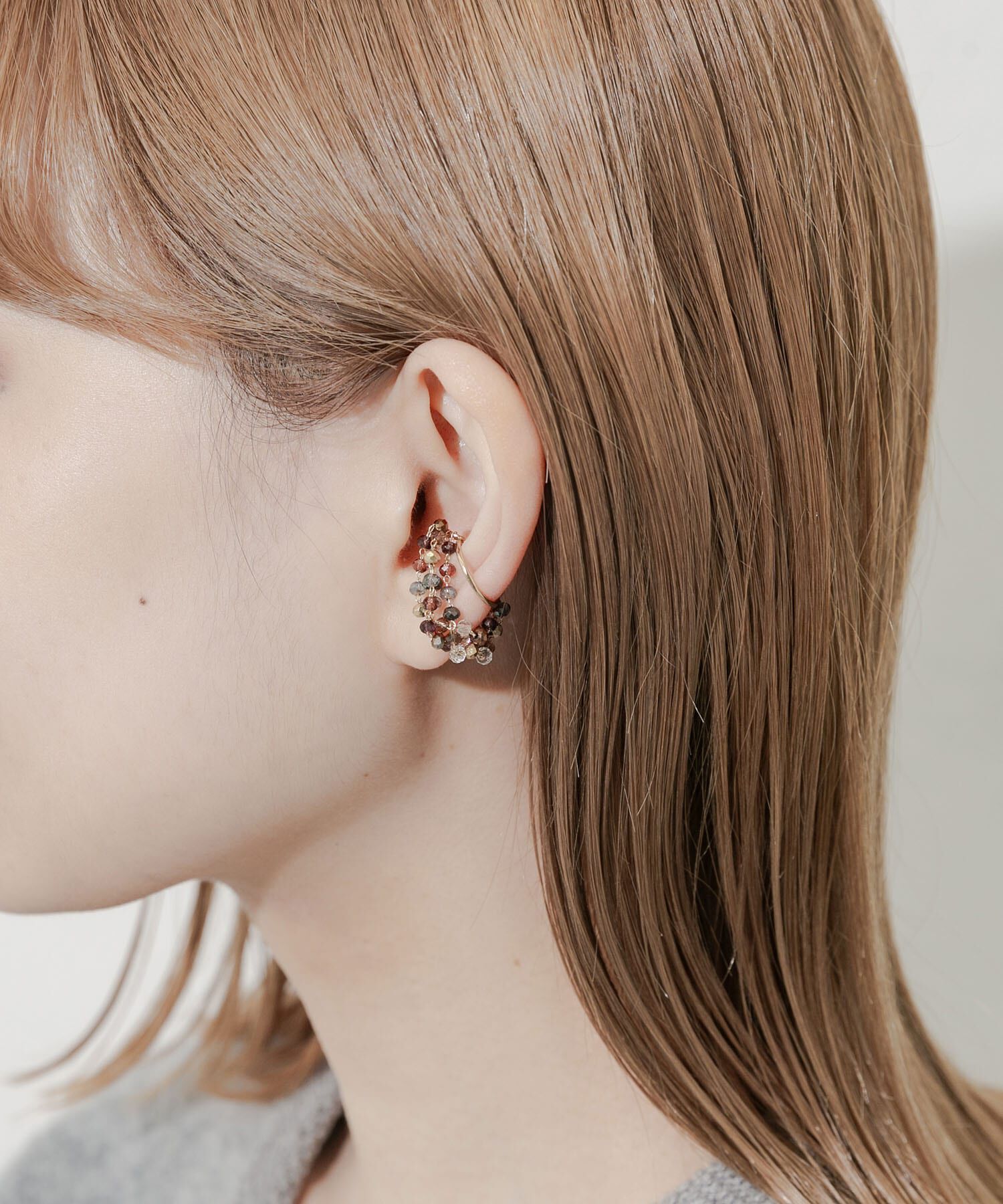 SMELLY「ガラスビーズイヤカフ」|イヤリング|