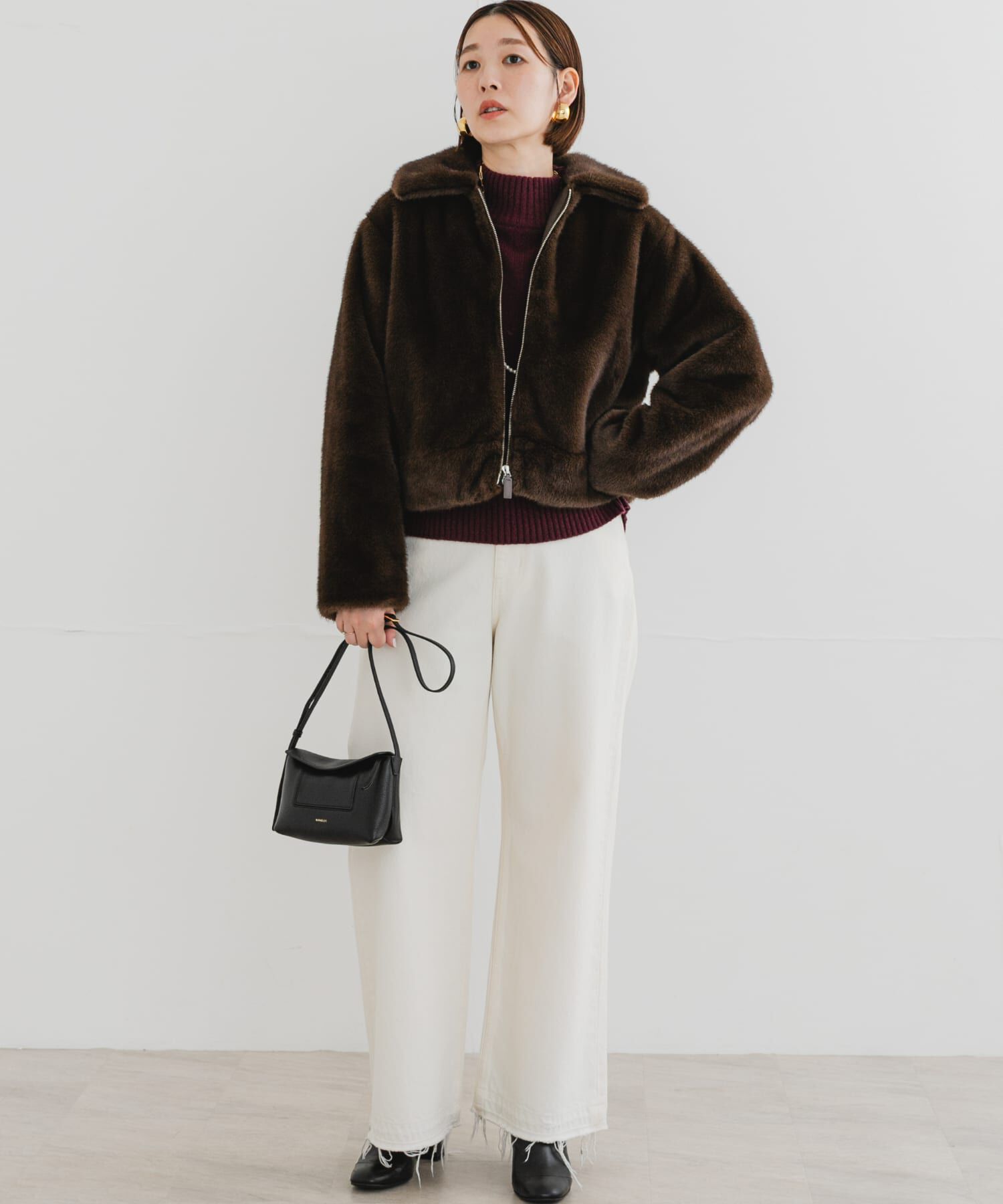 URBAN RESEARCH ROSSO「F by ROSSO　ファーZIPショートコート」|ノーカラーコート|