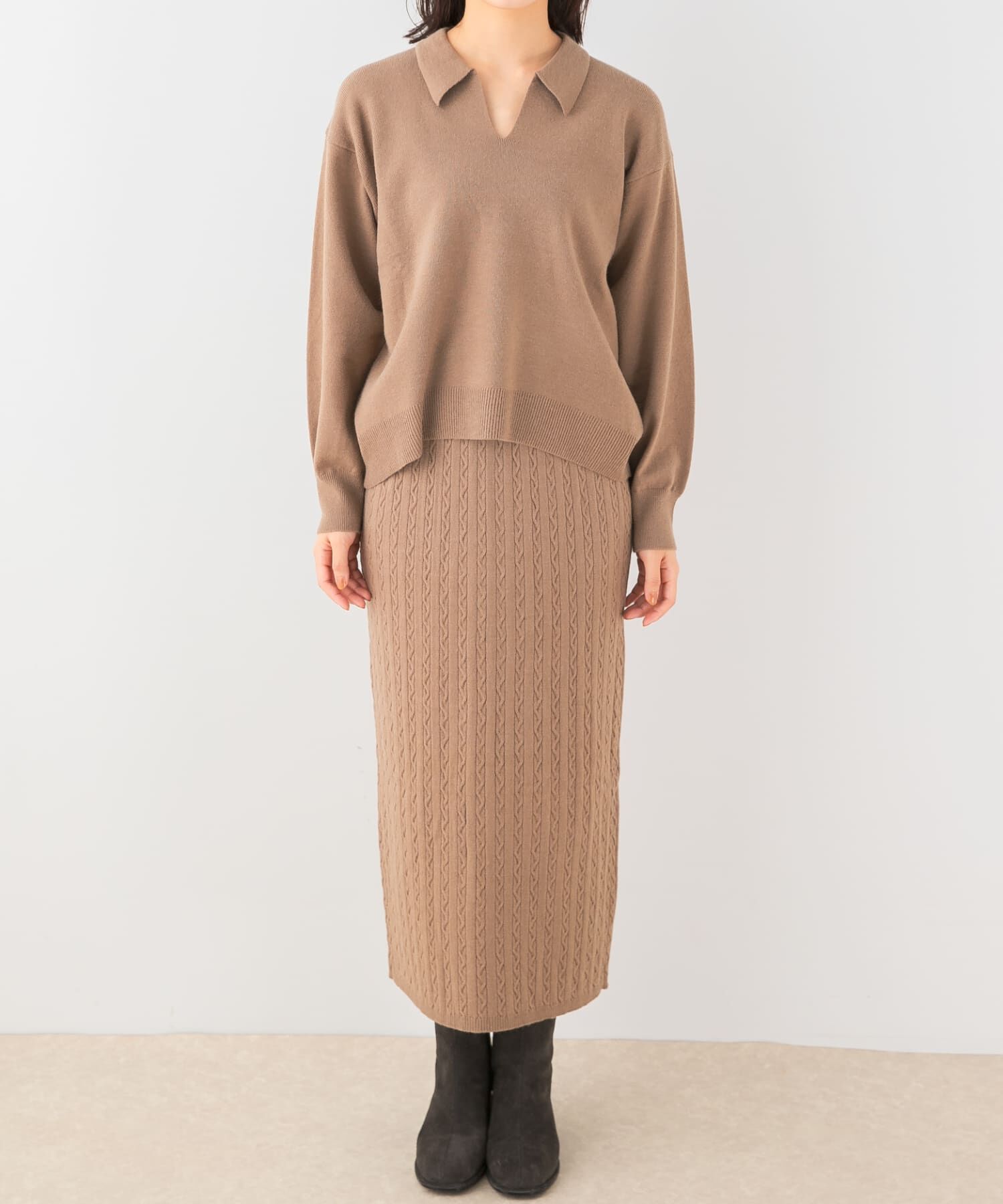 URBAN RESEARCH ROSSO「F by ROSSO　ウォッシャブル抗ピルニット+スカート」|ニット・セーター|