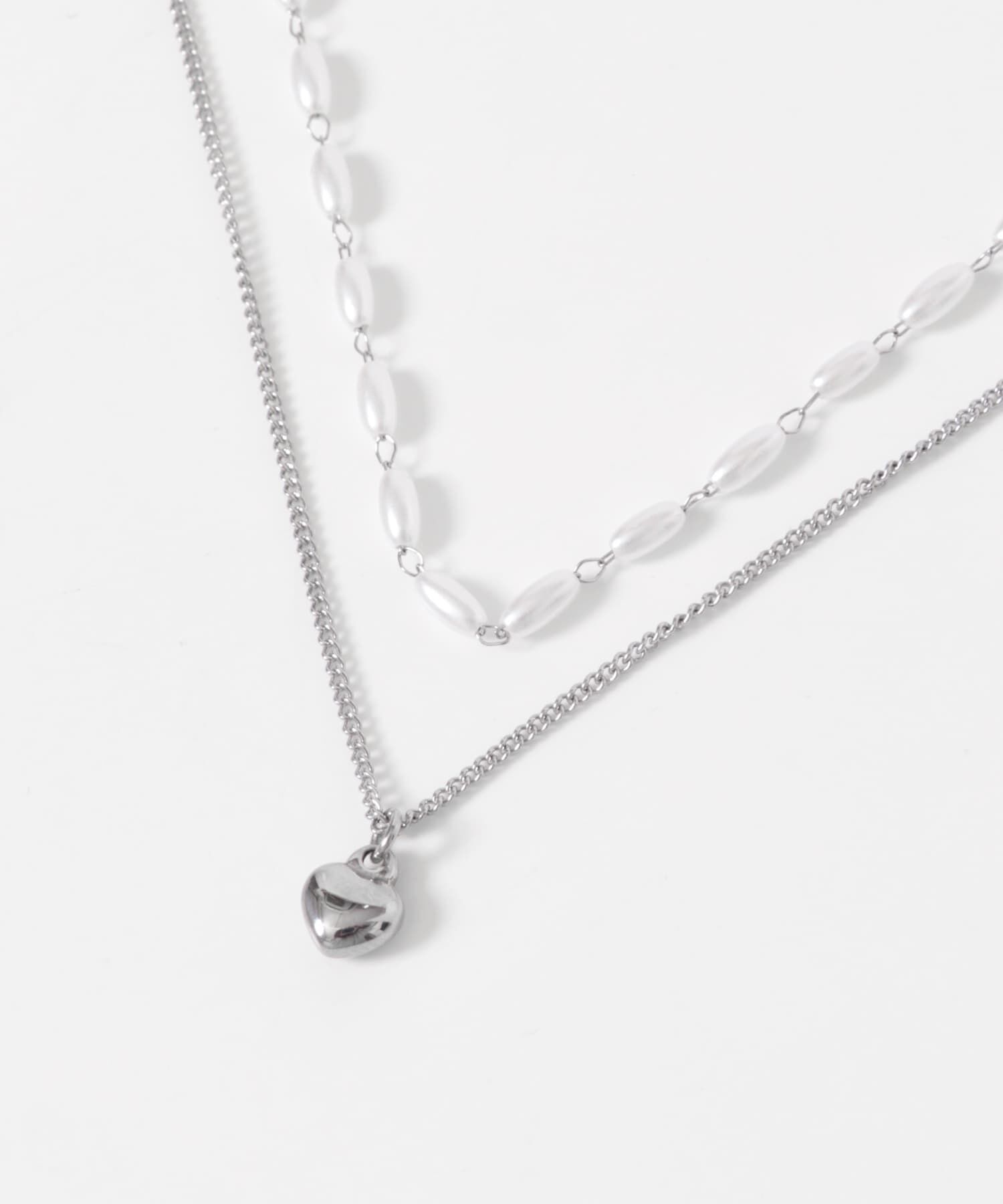 SMELLY「ステンレスハートトップパール2セットネックレス」|ネックレス|