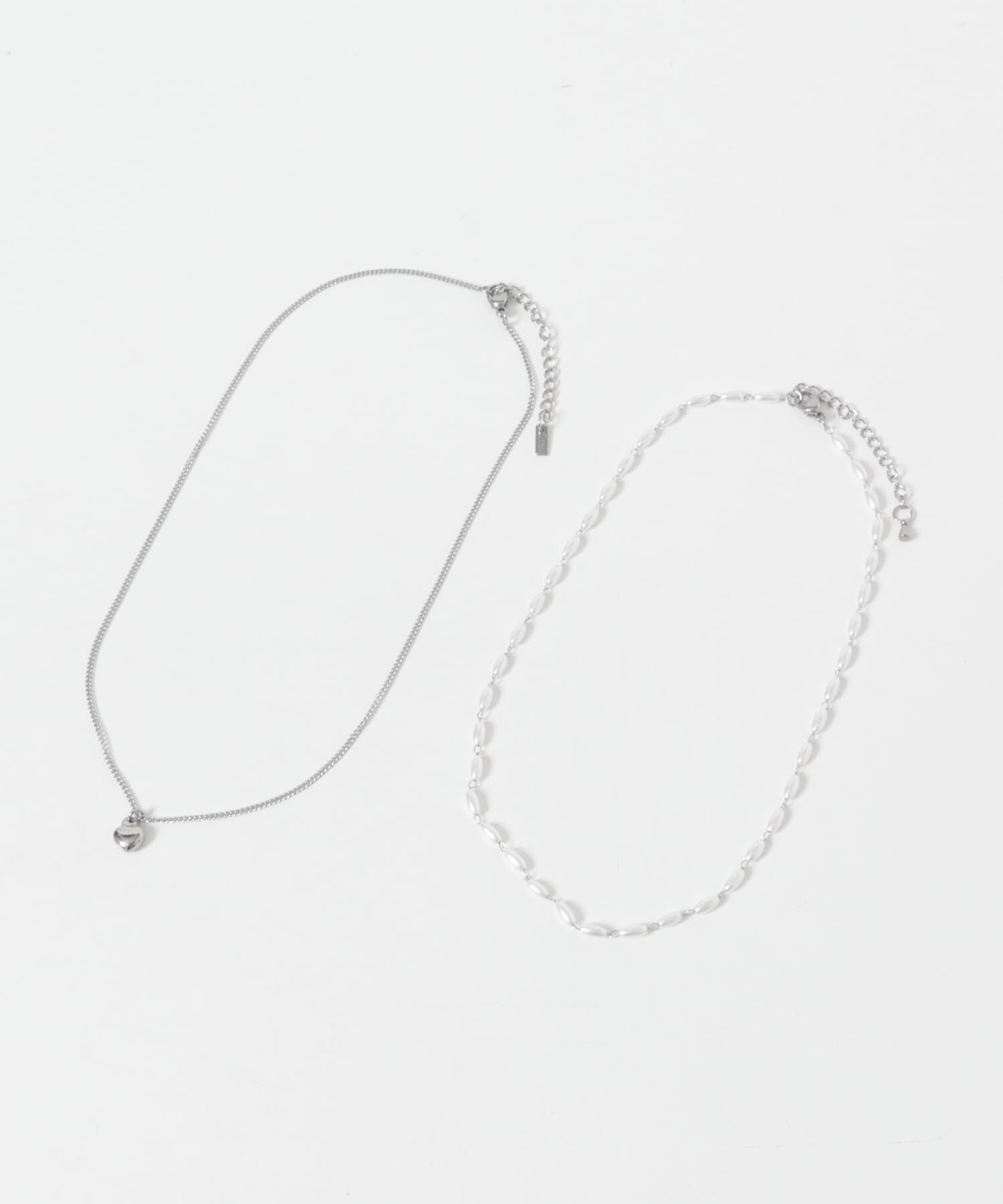 SMELLY「ステンレスハートトップパール2セットネックレス」|ネックレス|