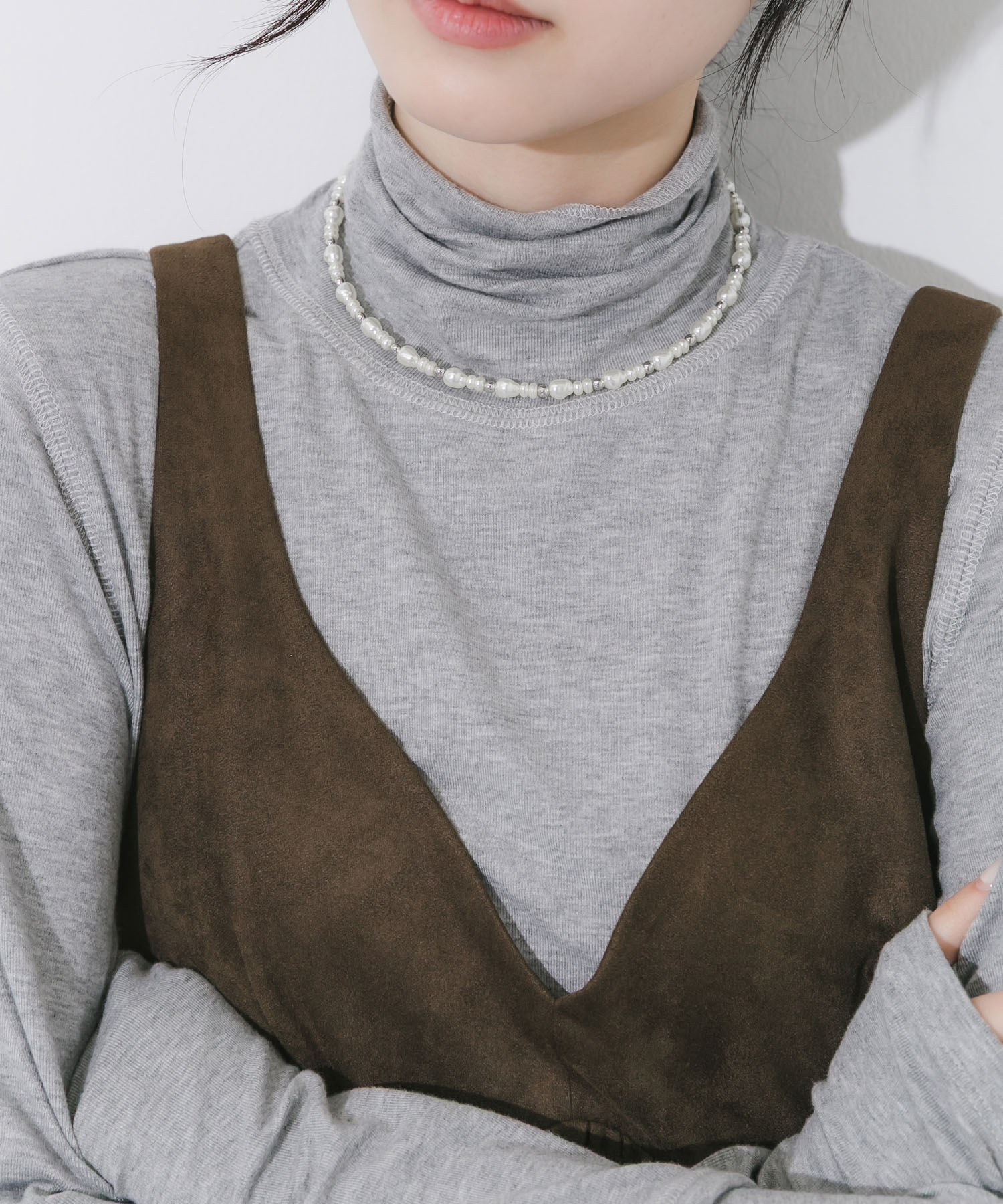 SMELLY「パールメタルビーズネックカフ」|ネックレス|