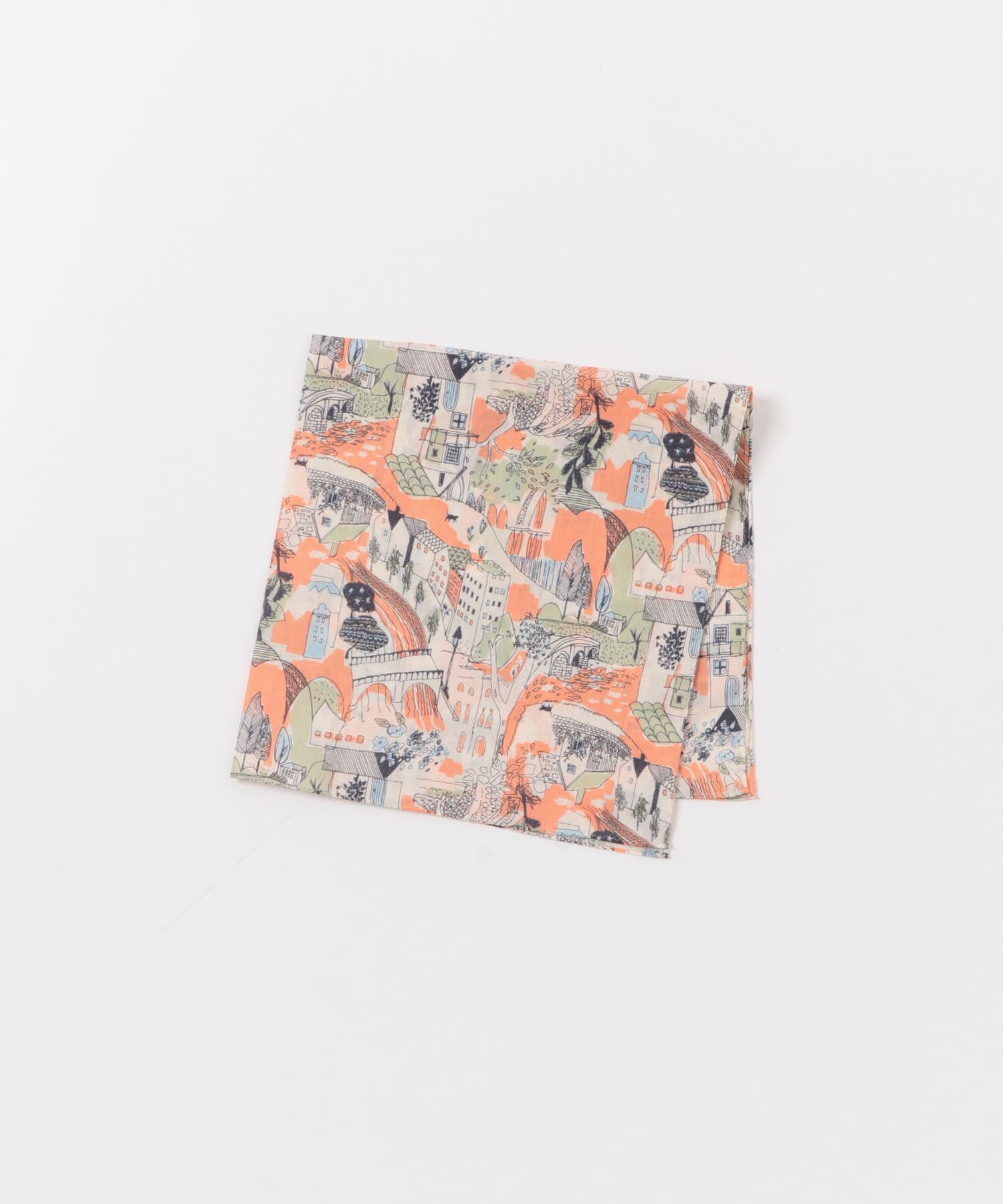 URBAN RESEARCH DOORS「LIFE STYLE TAILOR　タウンモチーフ柄コットンハンカチ」|ハンカチ|ピンク