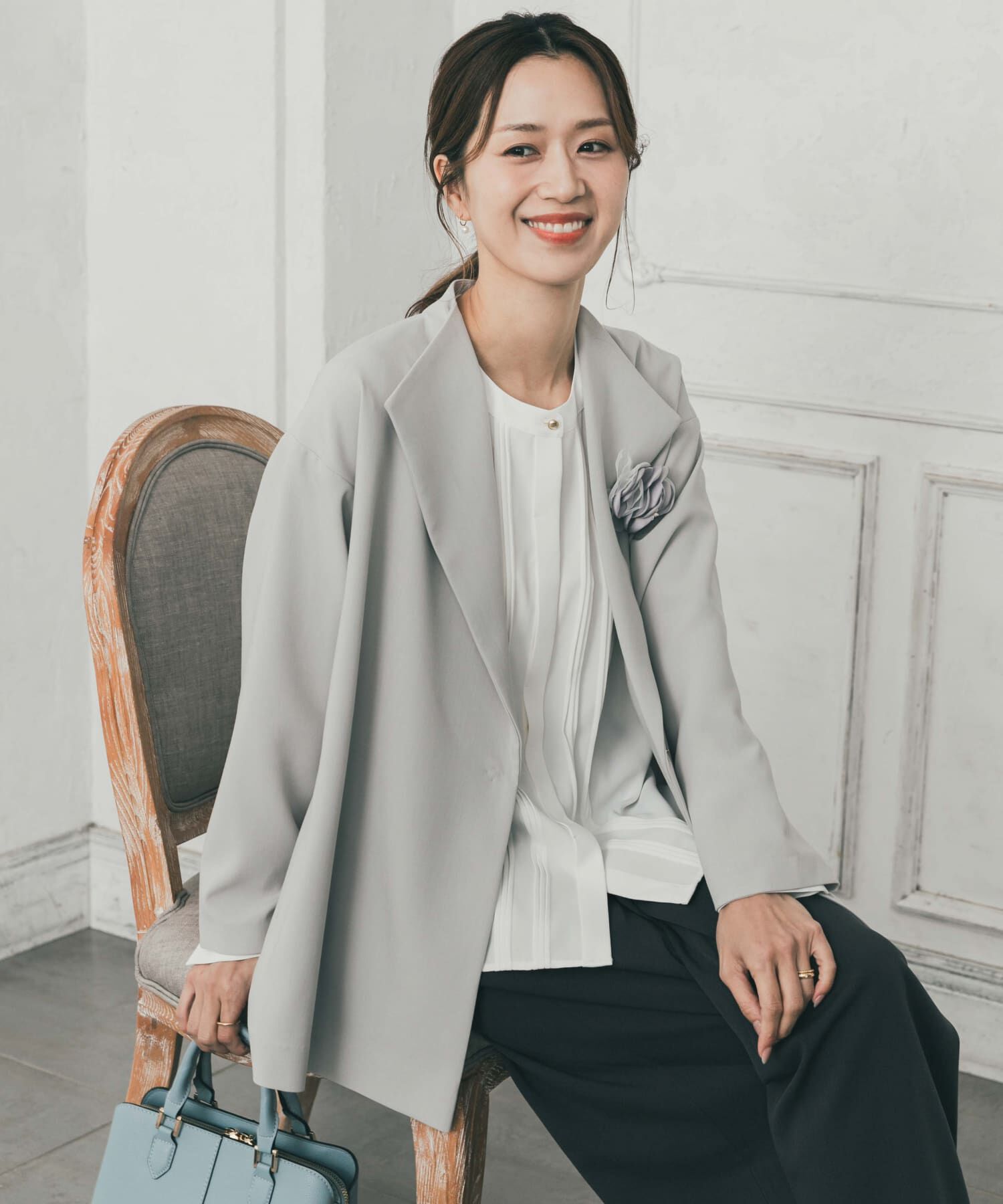 URBAN RESEARCH DOORS「ダブルクロスショートコート」|ノーカラーコート|