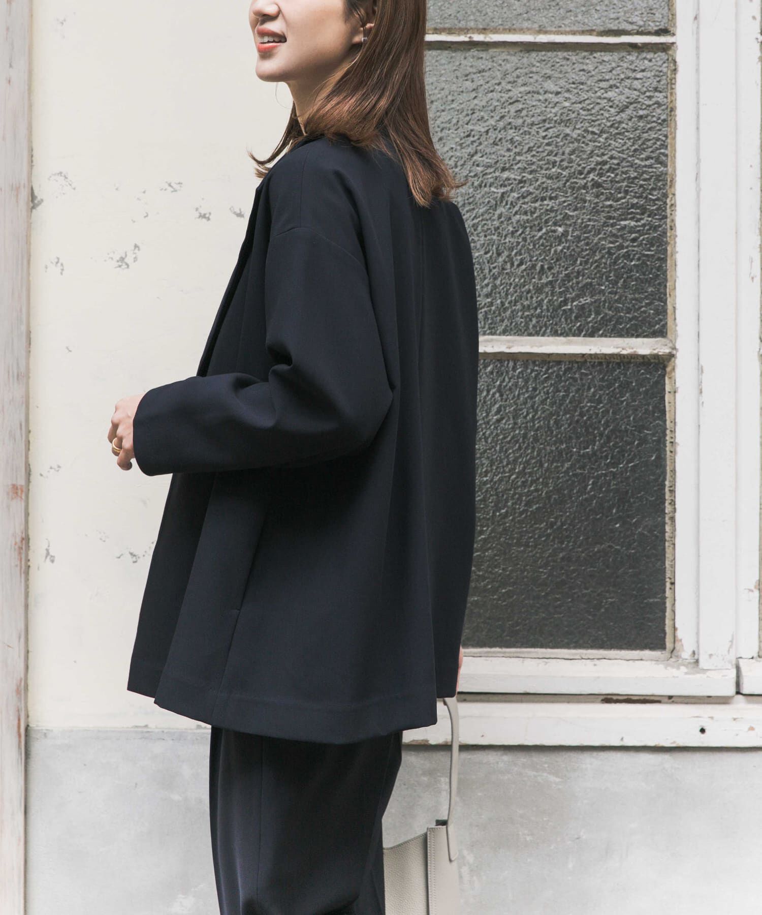 URBAN RESEARCH DOORS「ダブルクロスショートコート」|ノーカラーコート|