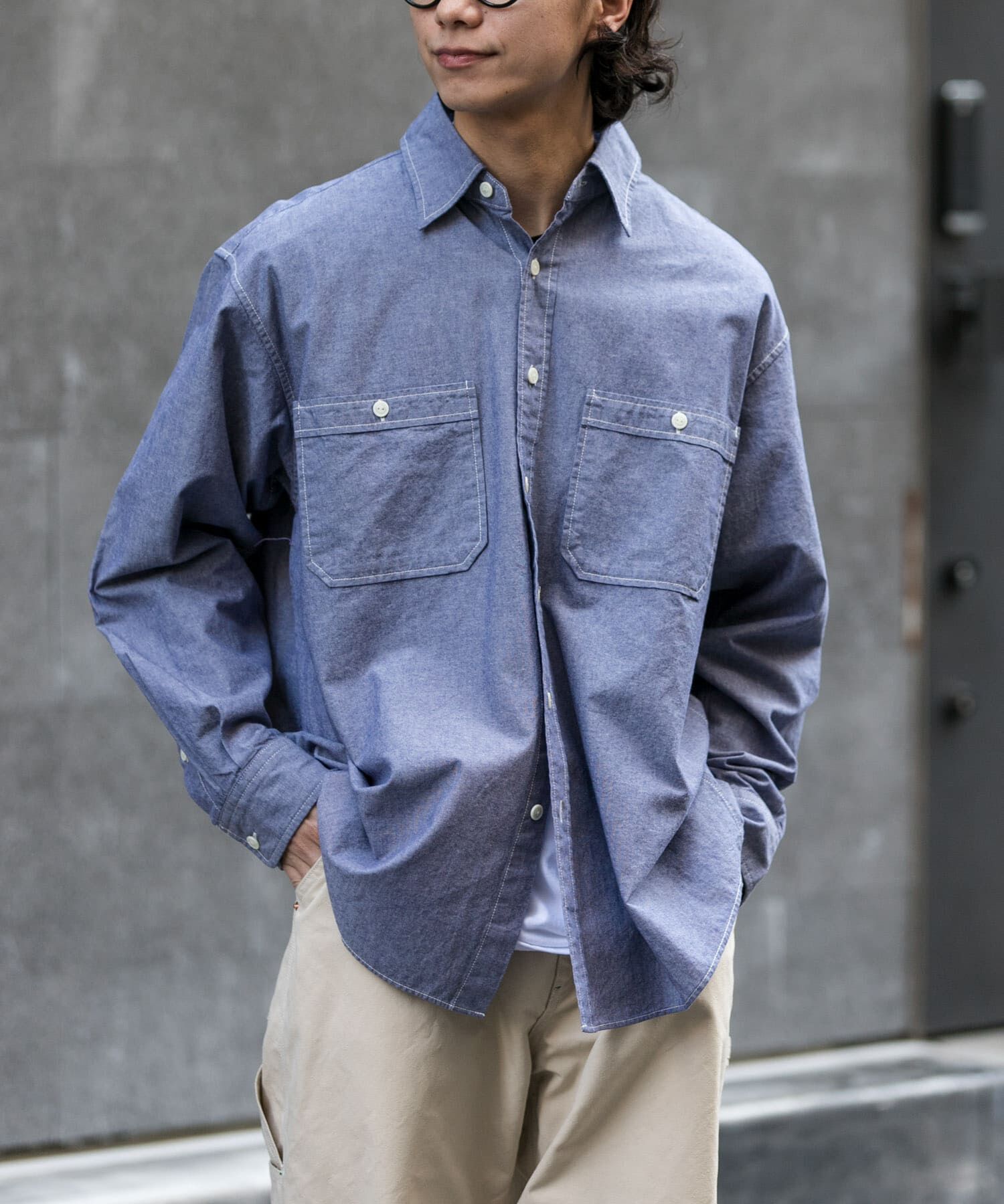 URBAN RESEARCH DOORS「FORK&SPOON　ダブルポケットシャンブレーシャツ」|シャツ・ブラウス|