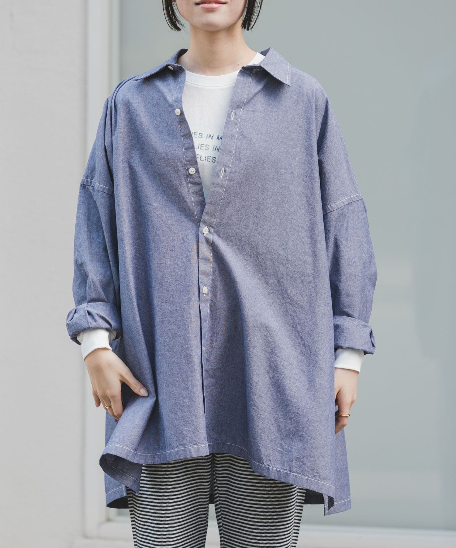 URBAN RESEARCH DOORS「FORK&SPOON　ビッグシャンブレーシャツ」|シャツ・ブラウス|