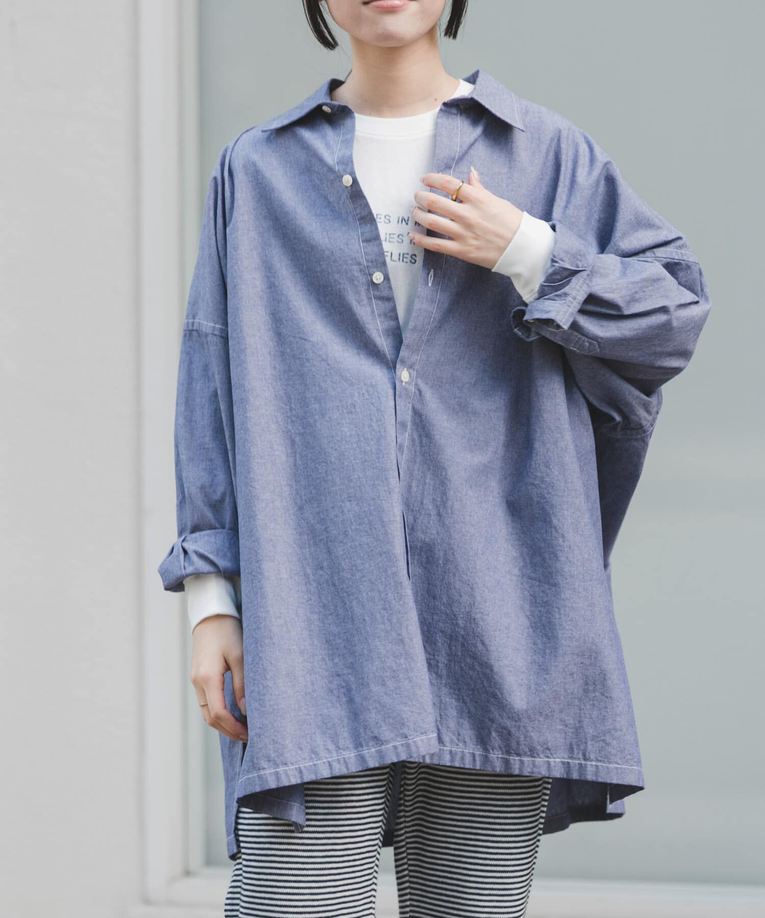 URBAN RESEARCH DOORS「FORK&SPOON　ビッグシャンブレーシャツ」|シャツ・ブラウス|