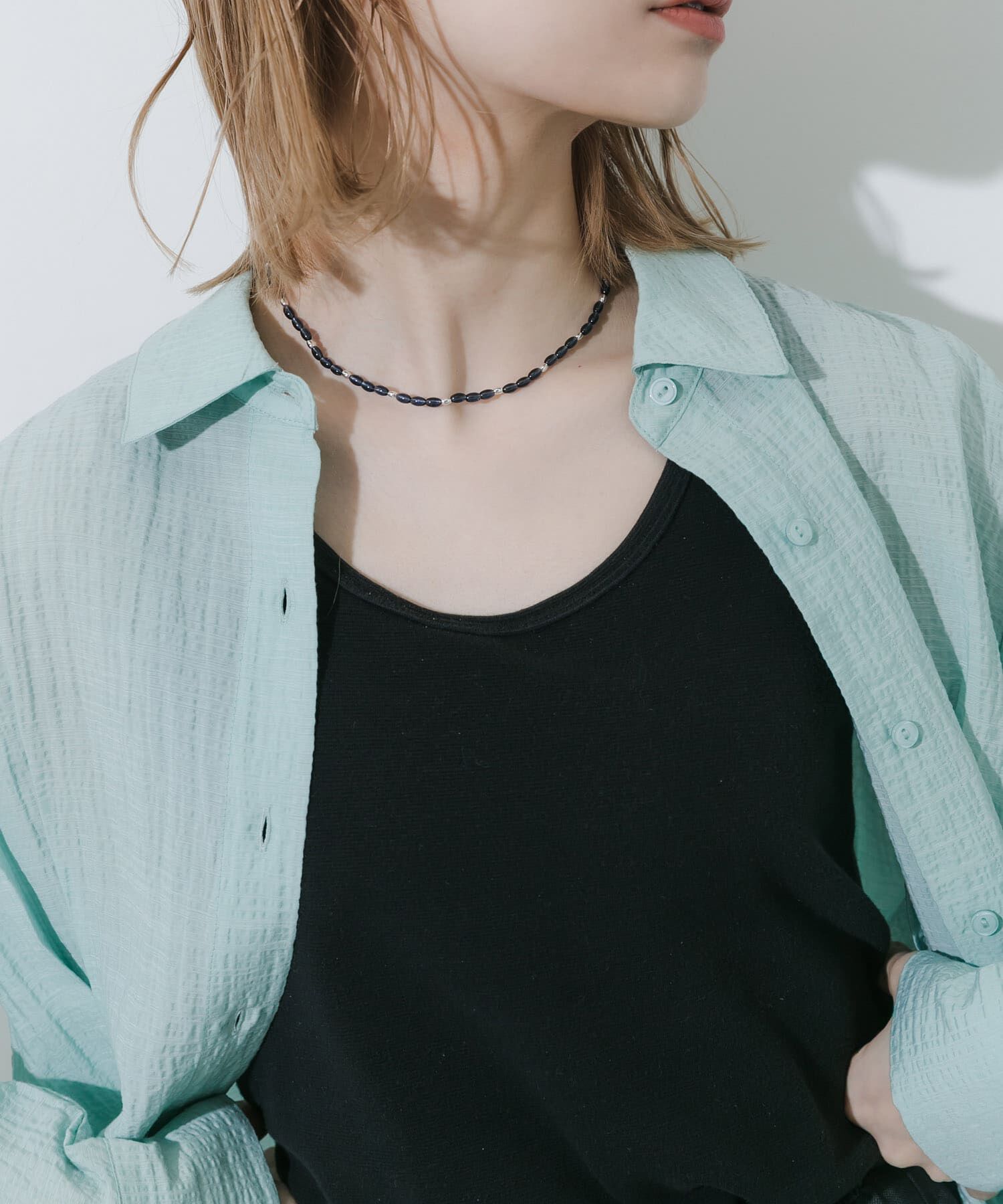 SMELLY「クリアカラーオーバルビーズネックレス」|ネックレス|