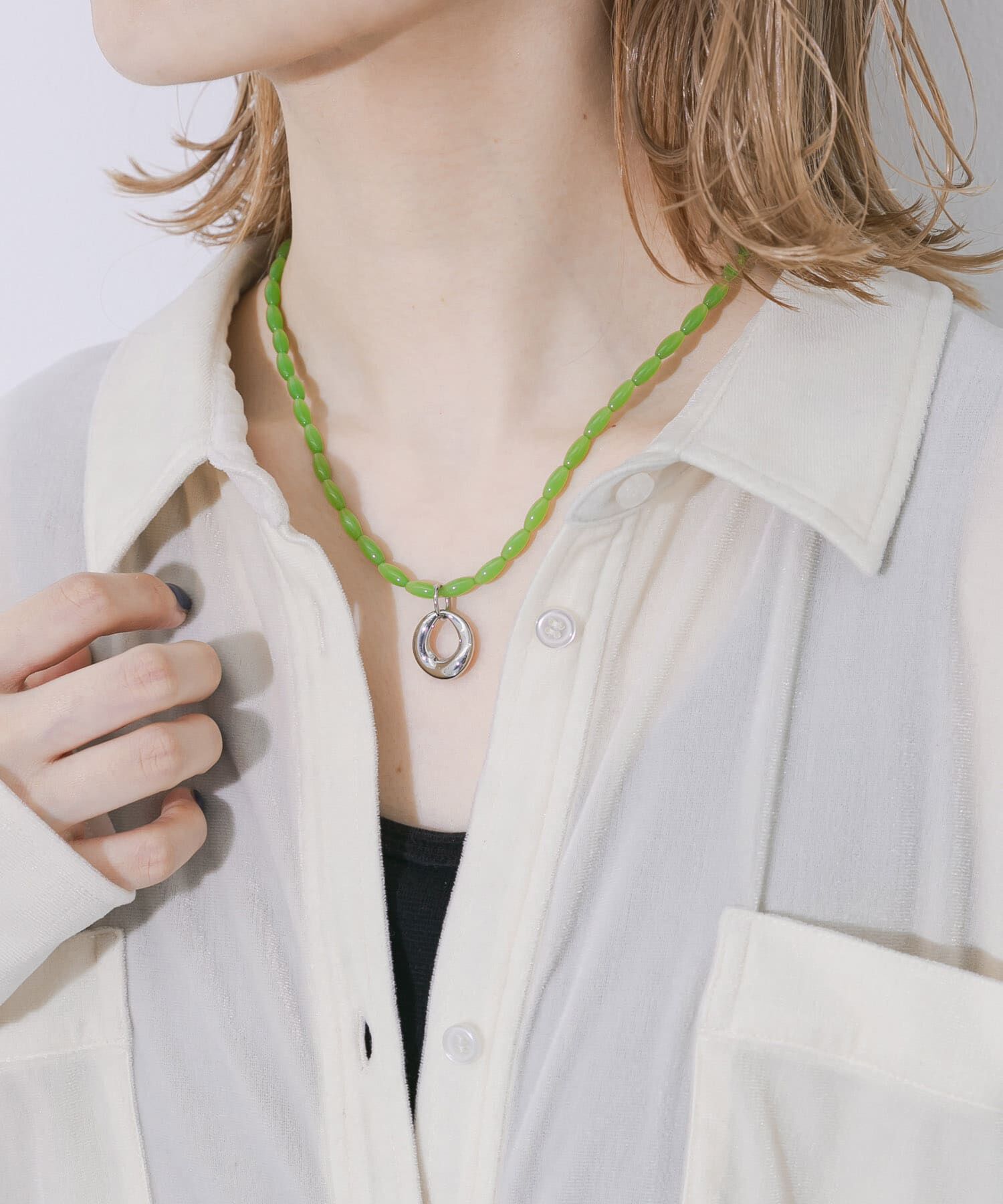 SMELLY「メタルトップカラービーズネックレス」|ネックレス|