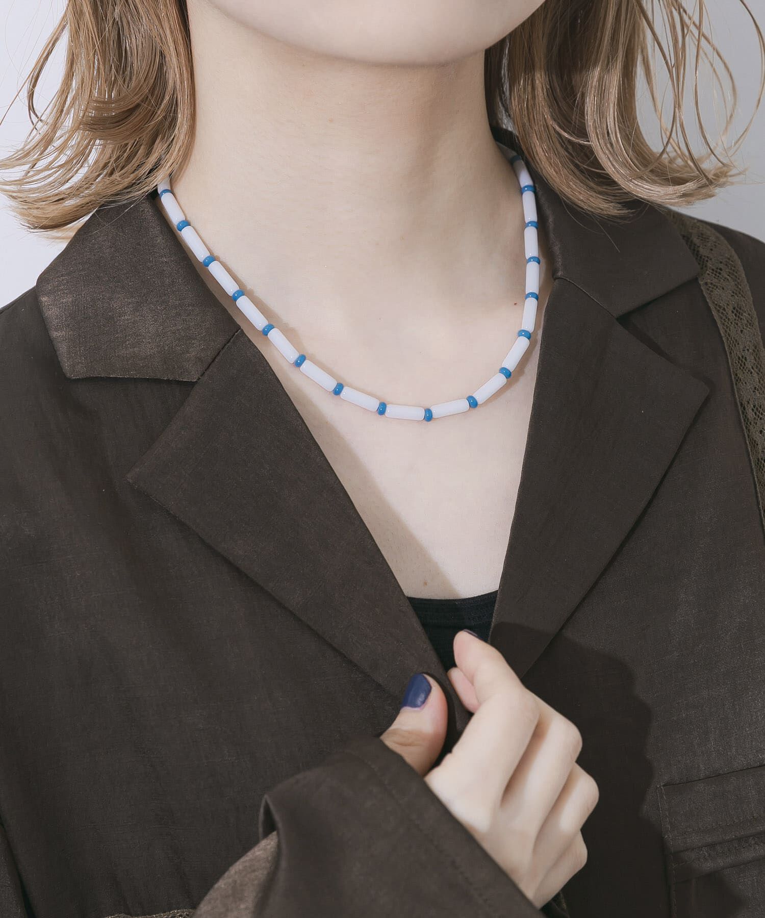 SMELLY「ツートーンビーズネックレス」|ネックレス|