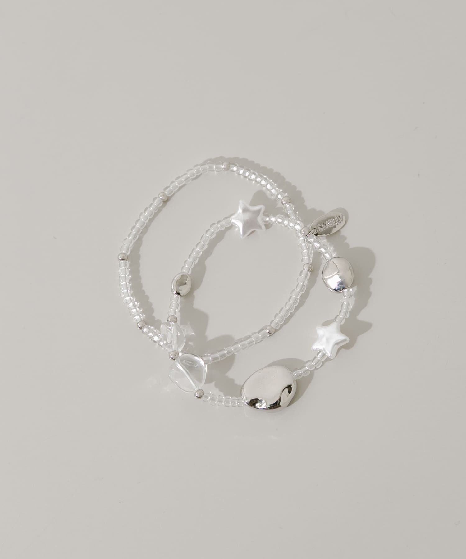 SMELLY「クリアビーズモチーフ2セットブレスレット」|ブレスレット・バングル|クリア