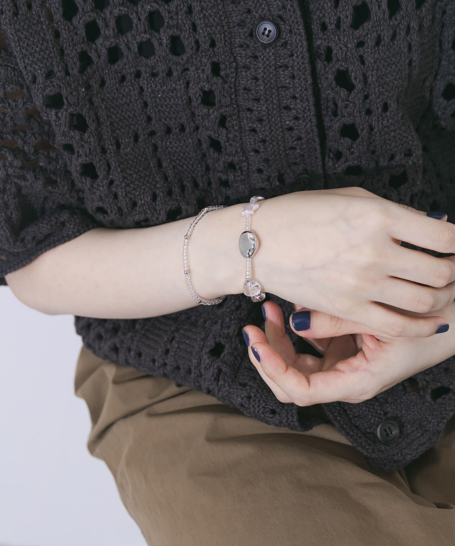 SMELLY「クリアビーズモチーフ2セットブレスレット」|ブレスレット・バングル|