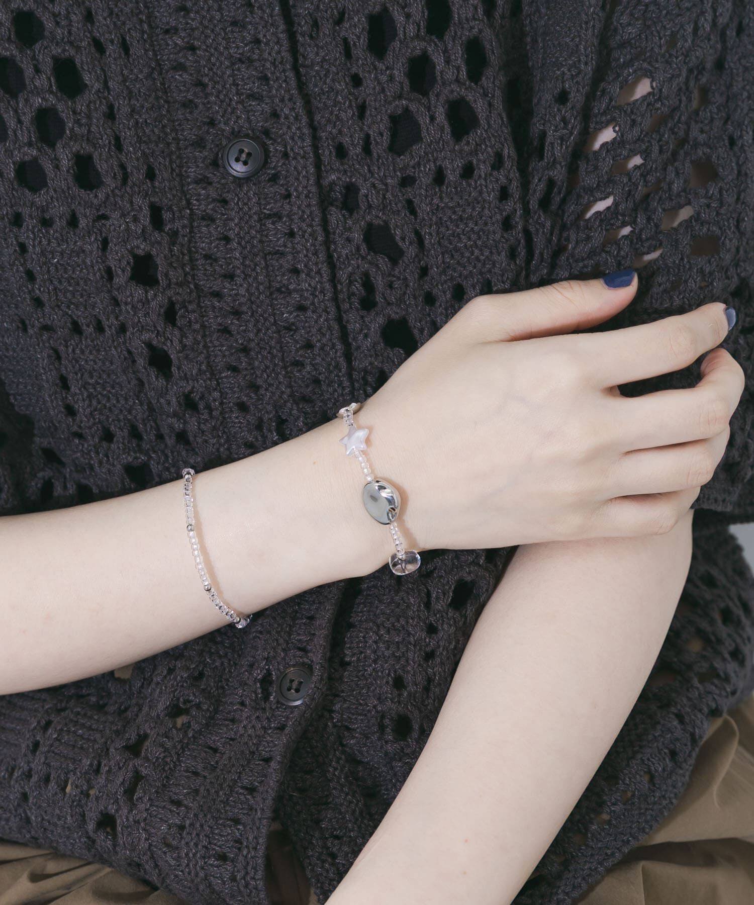 SMELLY「クリアビーズモチーフ2セットブレスレット」|ブレスレット・バングル|