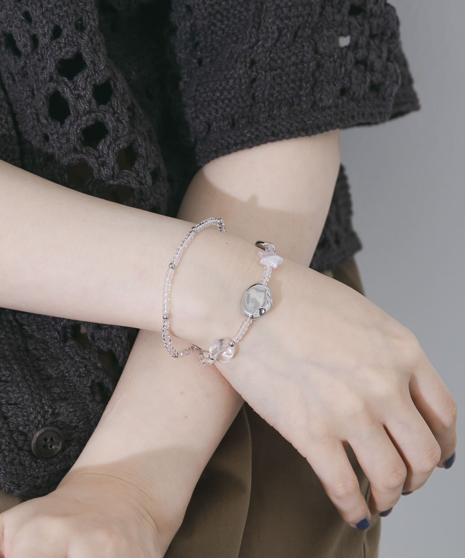 SMELLY「クリアビーズモチーフ2セットブレスレット」|ブレスレット・バングル|