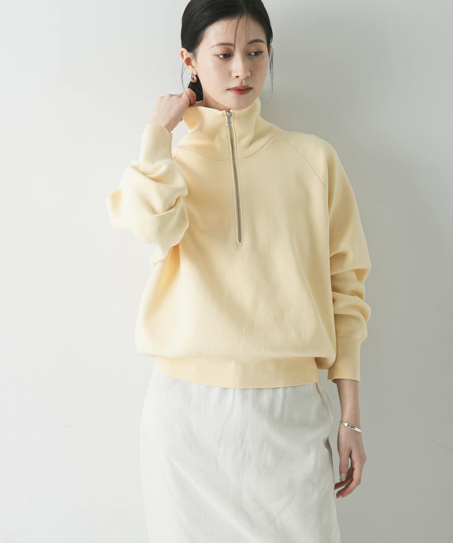 URBAN RESEARCH「ハーフジップスウェットニット」|スウェット・ジャージ|イエロー
