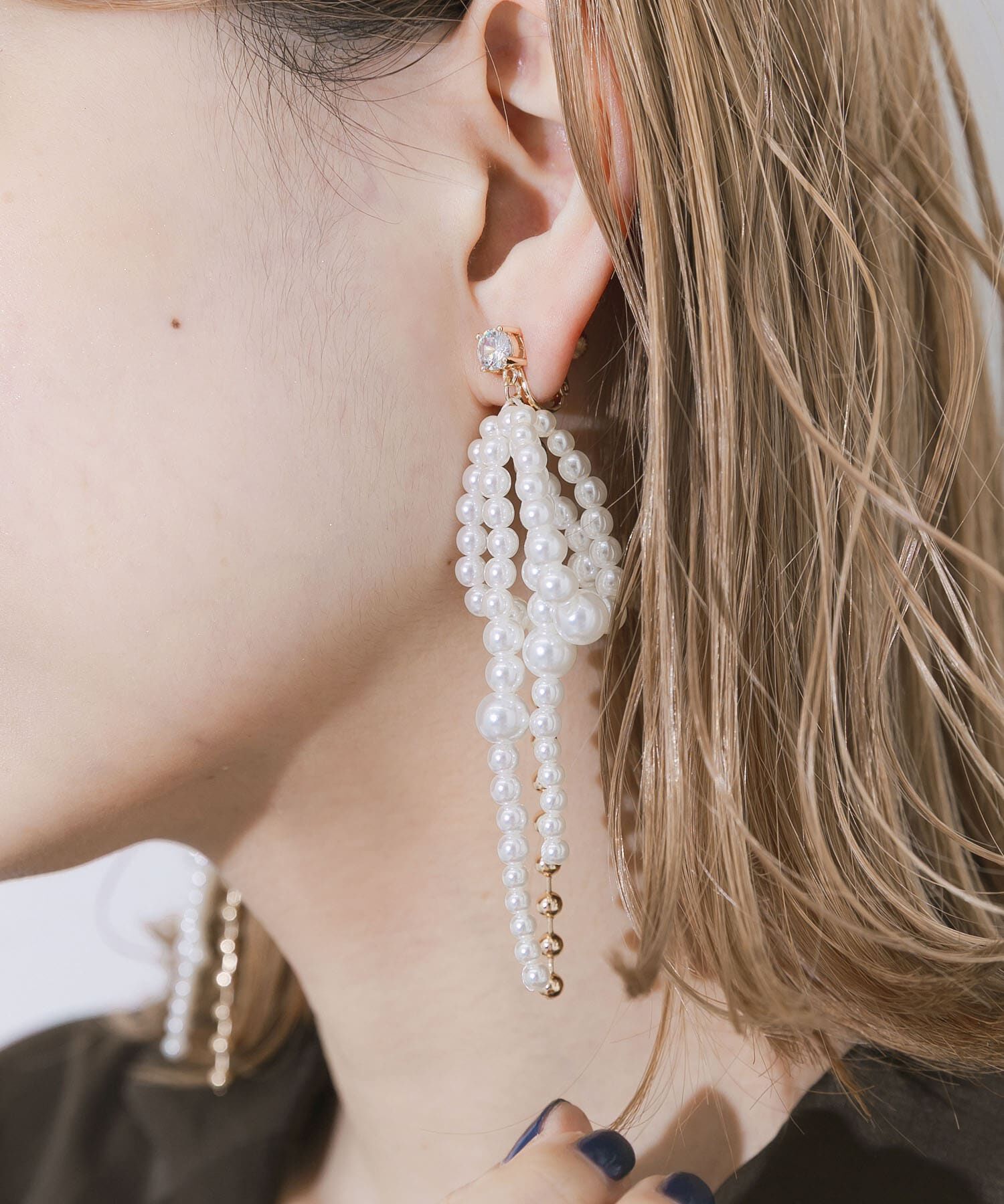 SMELLY「ビッグリボンパールイヤリング」|イヤリング|