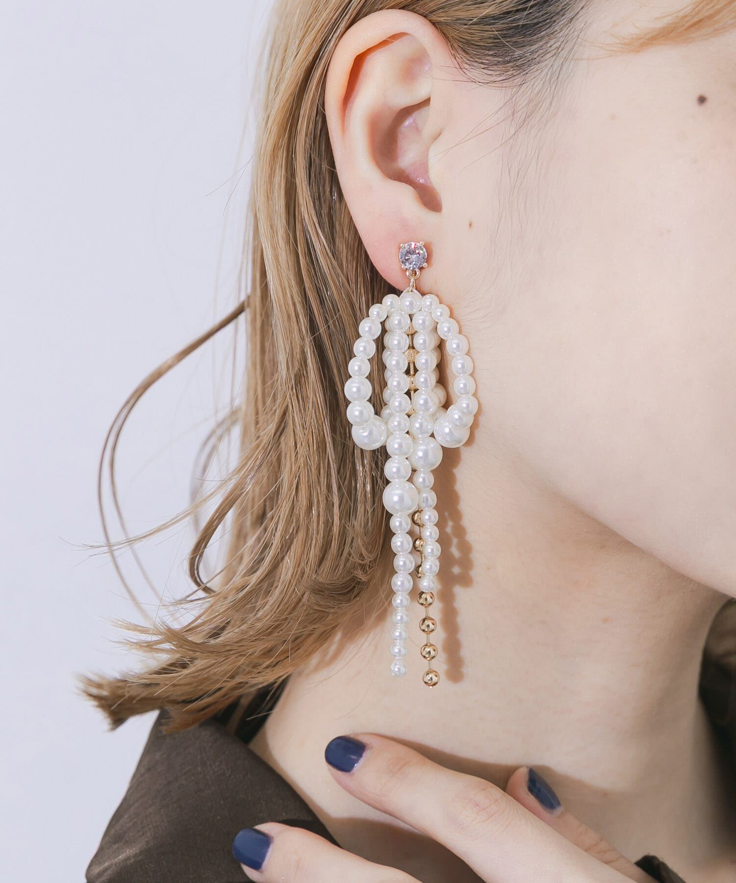 SMELLY「ビッグリボンパールイヤリング」|イヤリング|