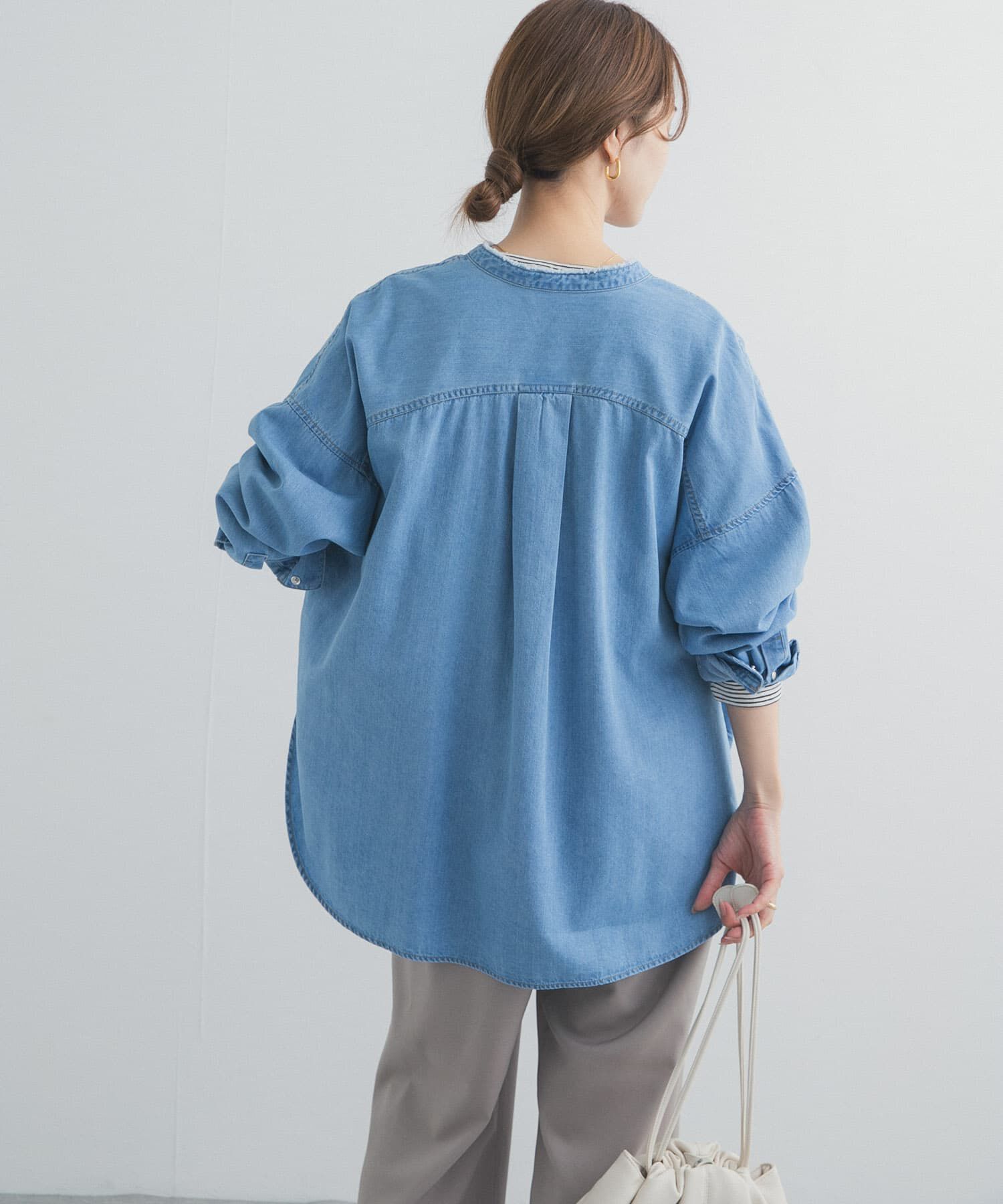 URBAN RESEARCH DOORS「デニムバンドカラーシャツ」|シャツ・ブラウス|