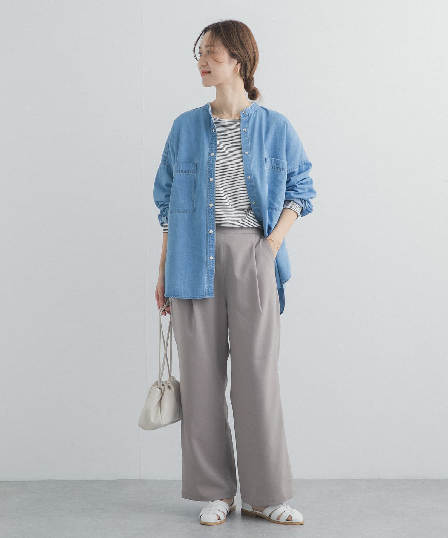 URBAN RESEARCH DOORS「デニムバンドカラーシャツ」|シャツ・ブラウス|