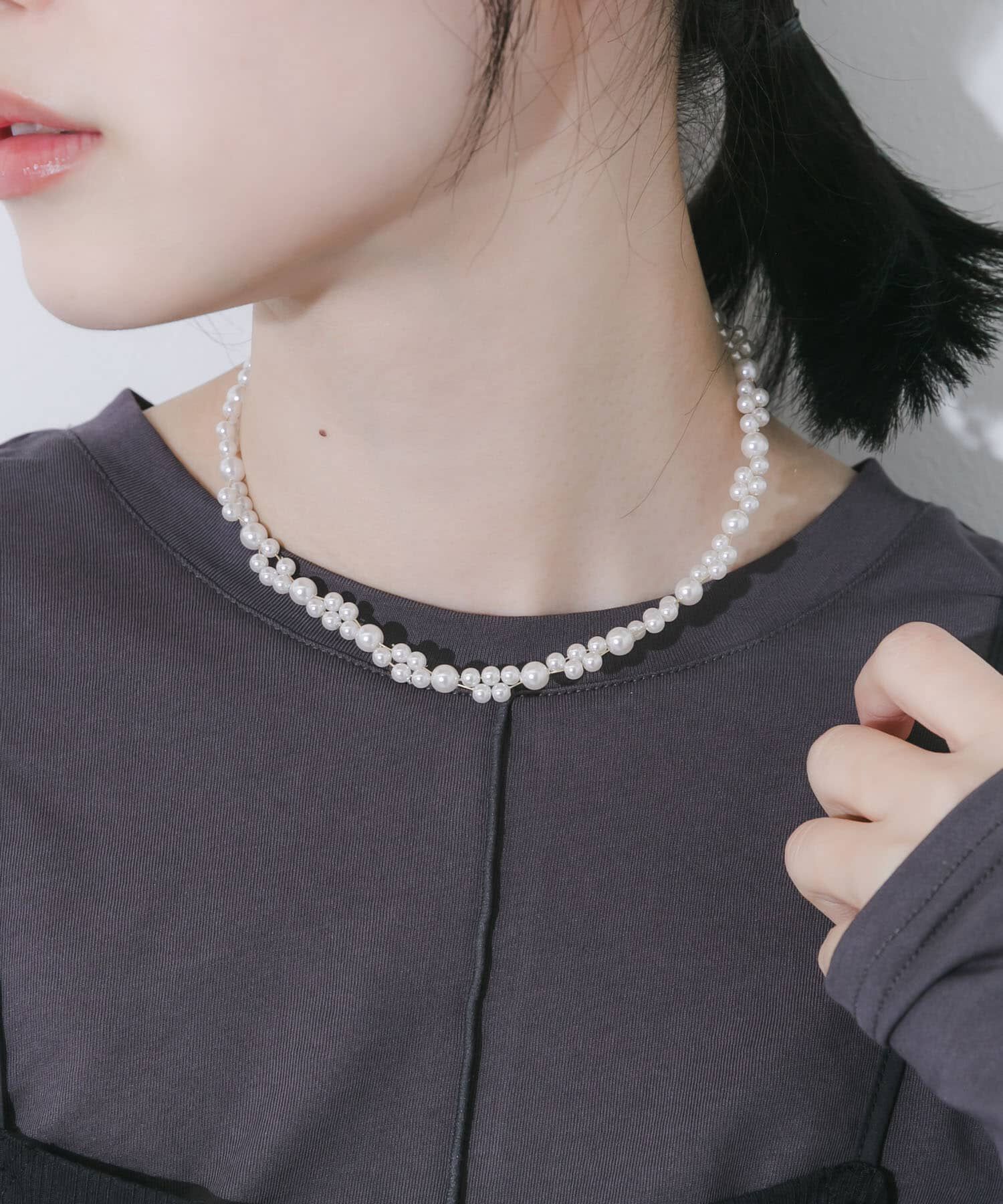 SMELLY「ランダムパールワイヤーチョーカー」|ネックレス|