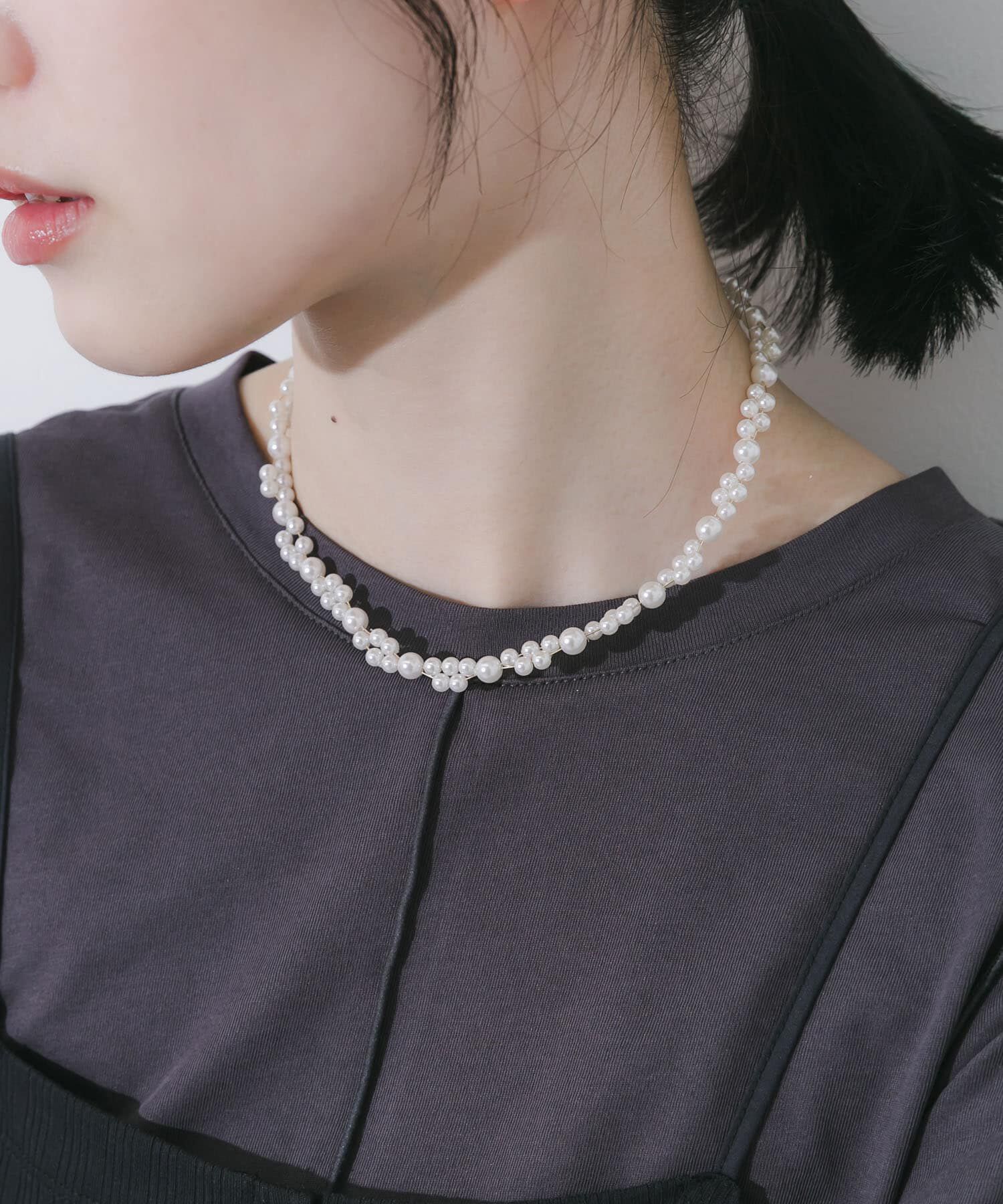 SMELLY「ランダムパールワイヤーチョーカー」|ネックレス|