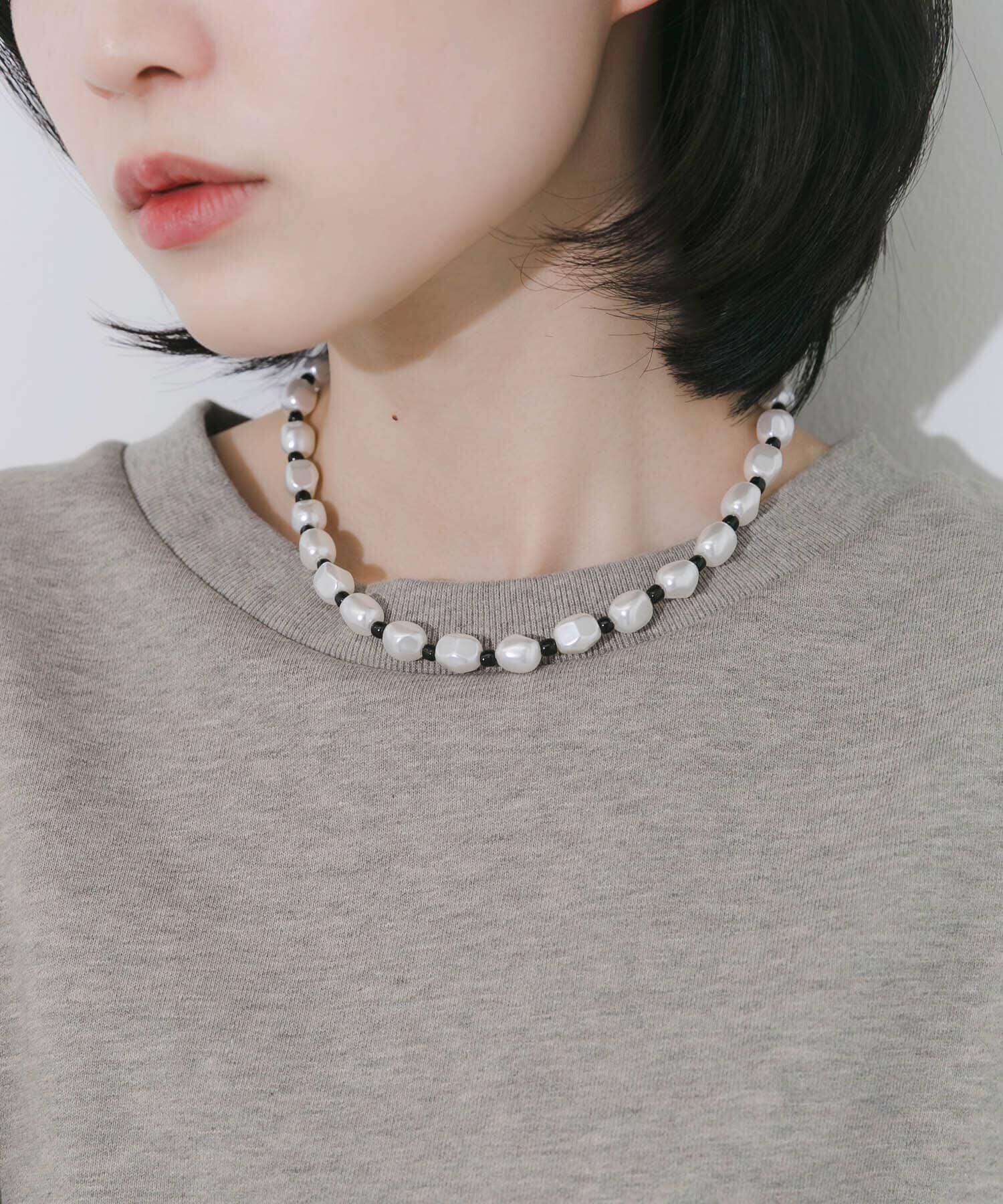 SMELLY「ステンレスパールビーズネックレス」|ネックレス|