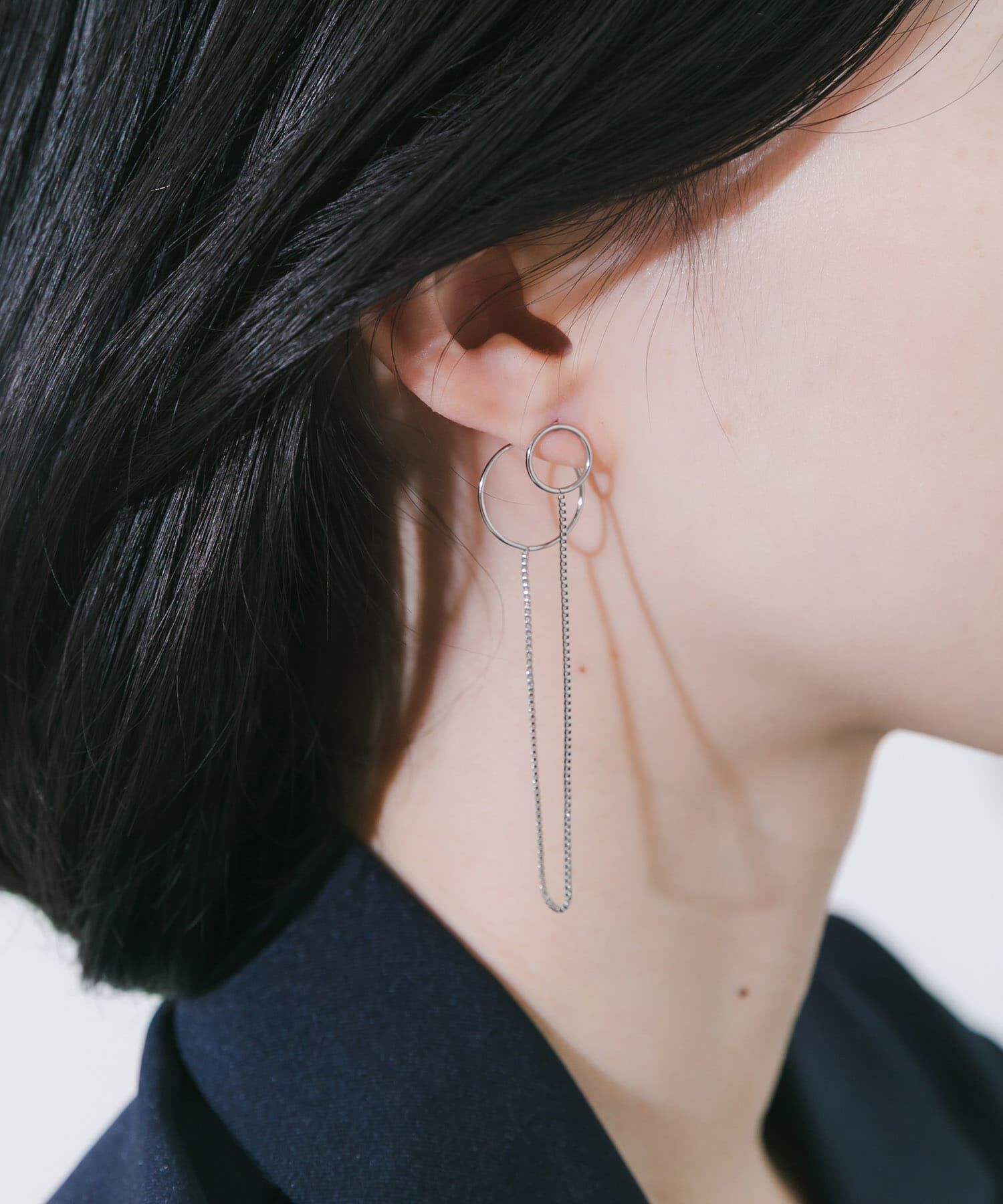 SMELLY「ステンレスダブルリングチェーンピアス」|ピアス|シルバー